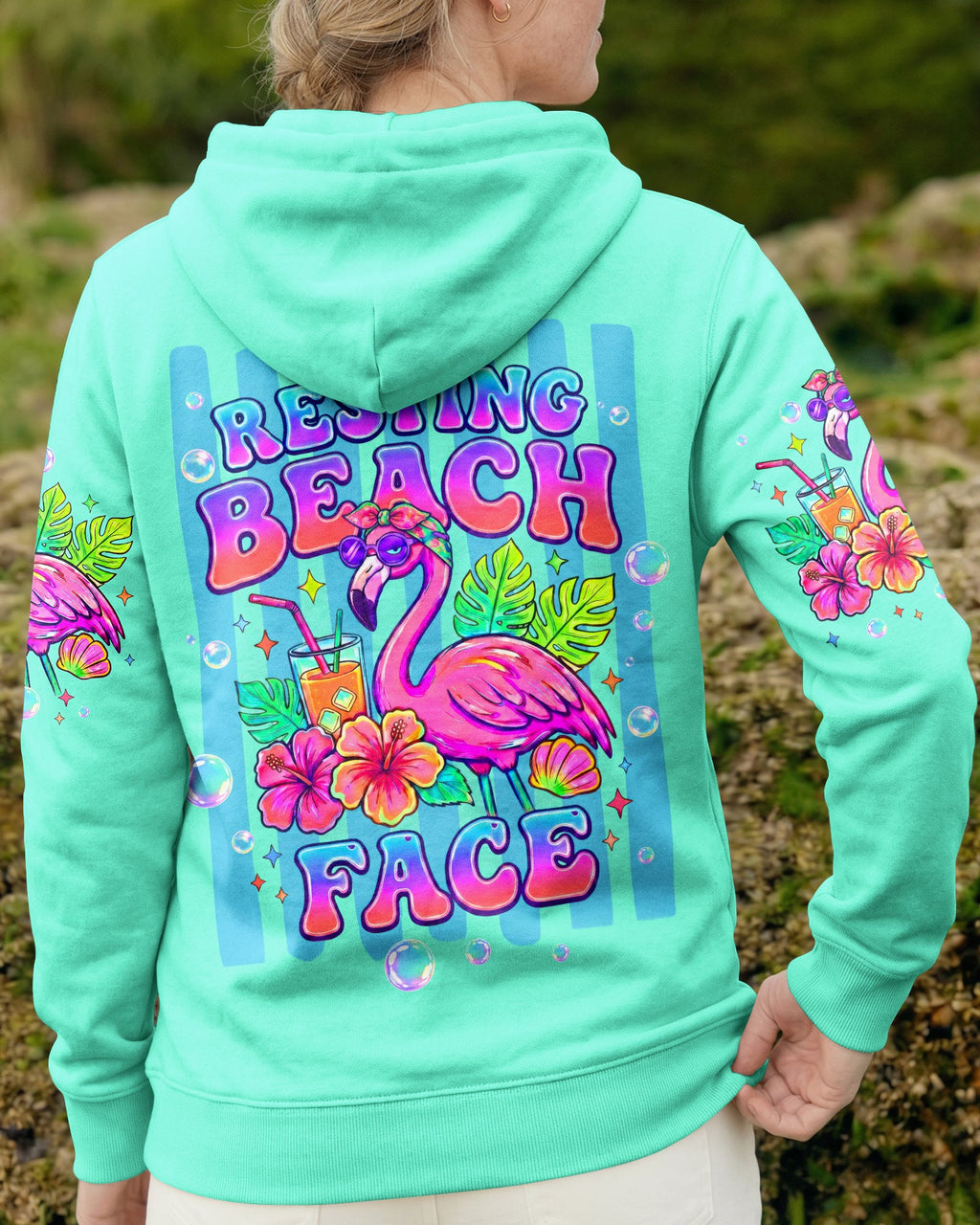 RESTING BEACH FACE FLAMINGO ALL OVER PRINT - TLTW1806264