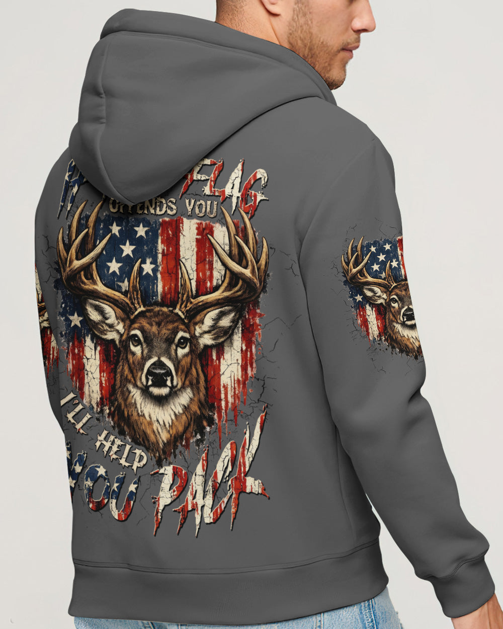IF THIS FLAG OFFENDS YOU I'LL HELP YOU PACK DEER HUNTING  ALL OVER PRINT - TLTW0804262