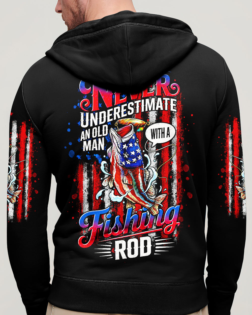 NEVER UNDERESTIMATE AN OLD MAN  FISHING ALL OVER PRINT - TLNT0406264