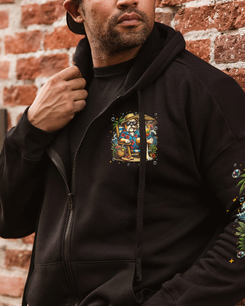 LIVING MY BEST LIFE PUG DOG ALL OVER PRINT  - TLHN0306263