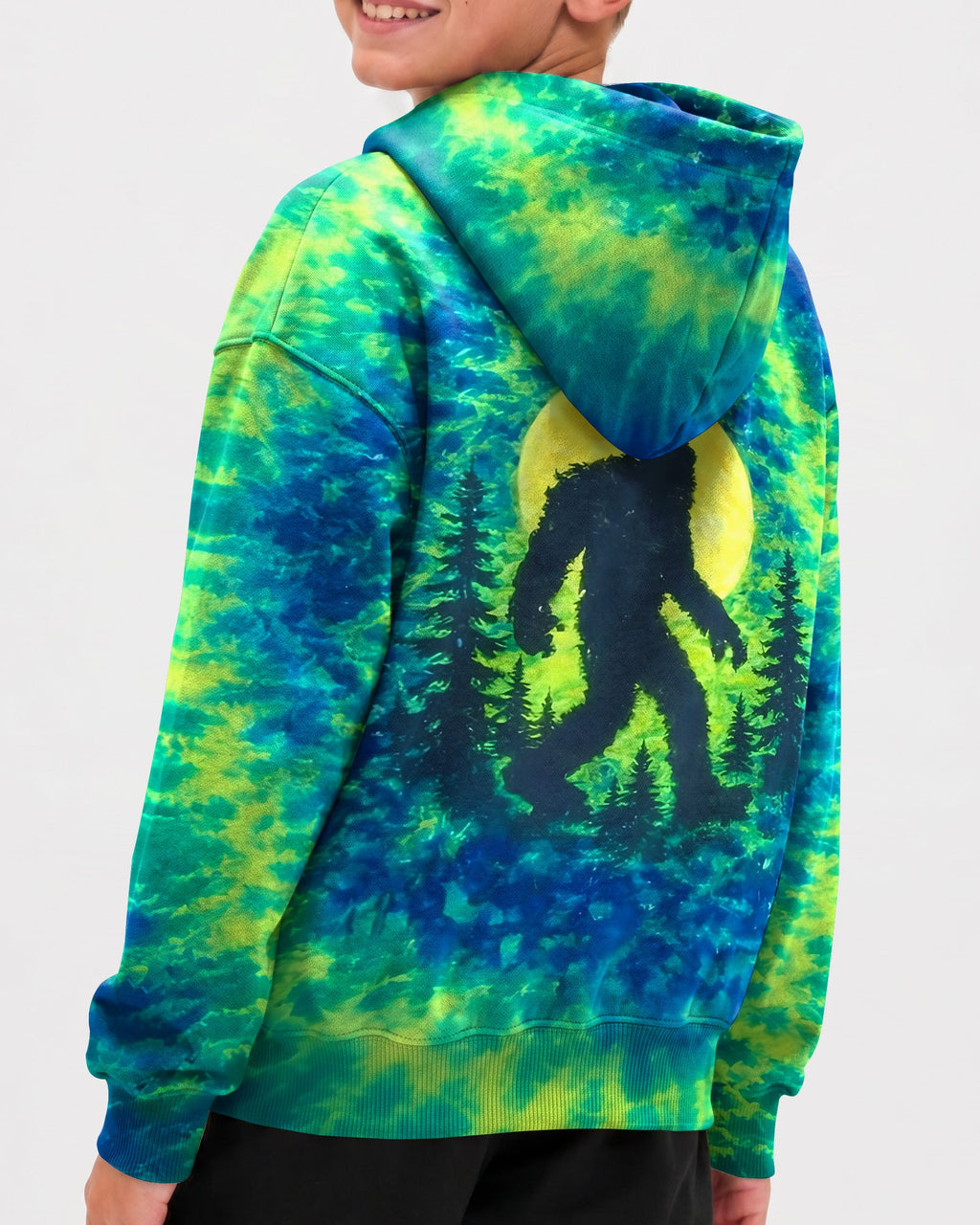 BIGFOOT IN THE FOREST GREEN BLUE SWIRL KIDS ALL OVER PRINT  - TLNO0906261