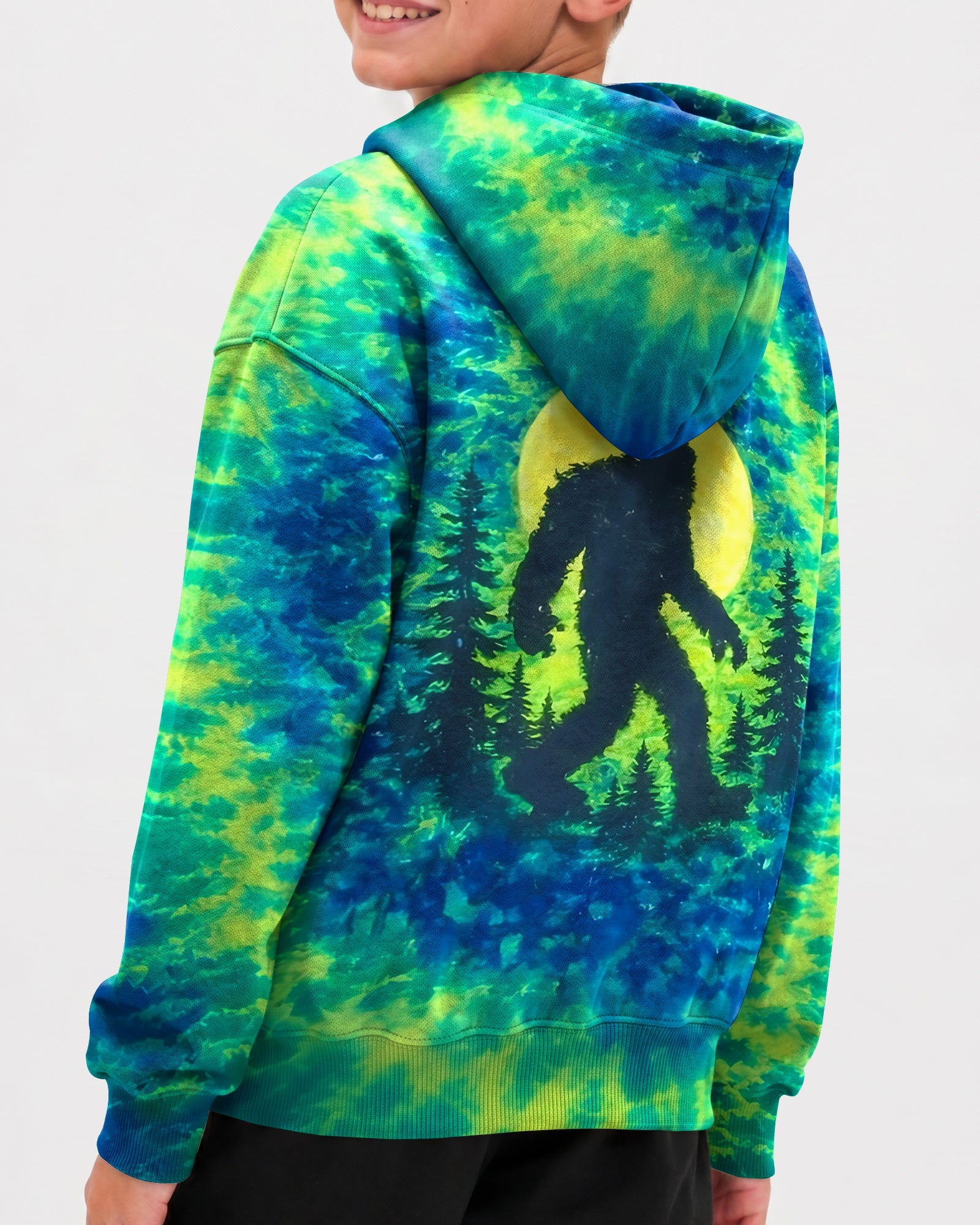 BIGFOOT IN THE FOREST GREEN BLUE SWIRL KIDS ALL OVER PRINT  - TLNO0906261
