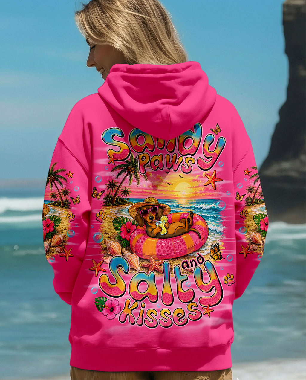 SANDY PAWS AND SALTY KISSES DACHSHUND DOG ALL OVER PRINT  - TLNO2105261