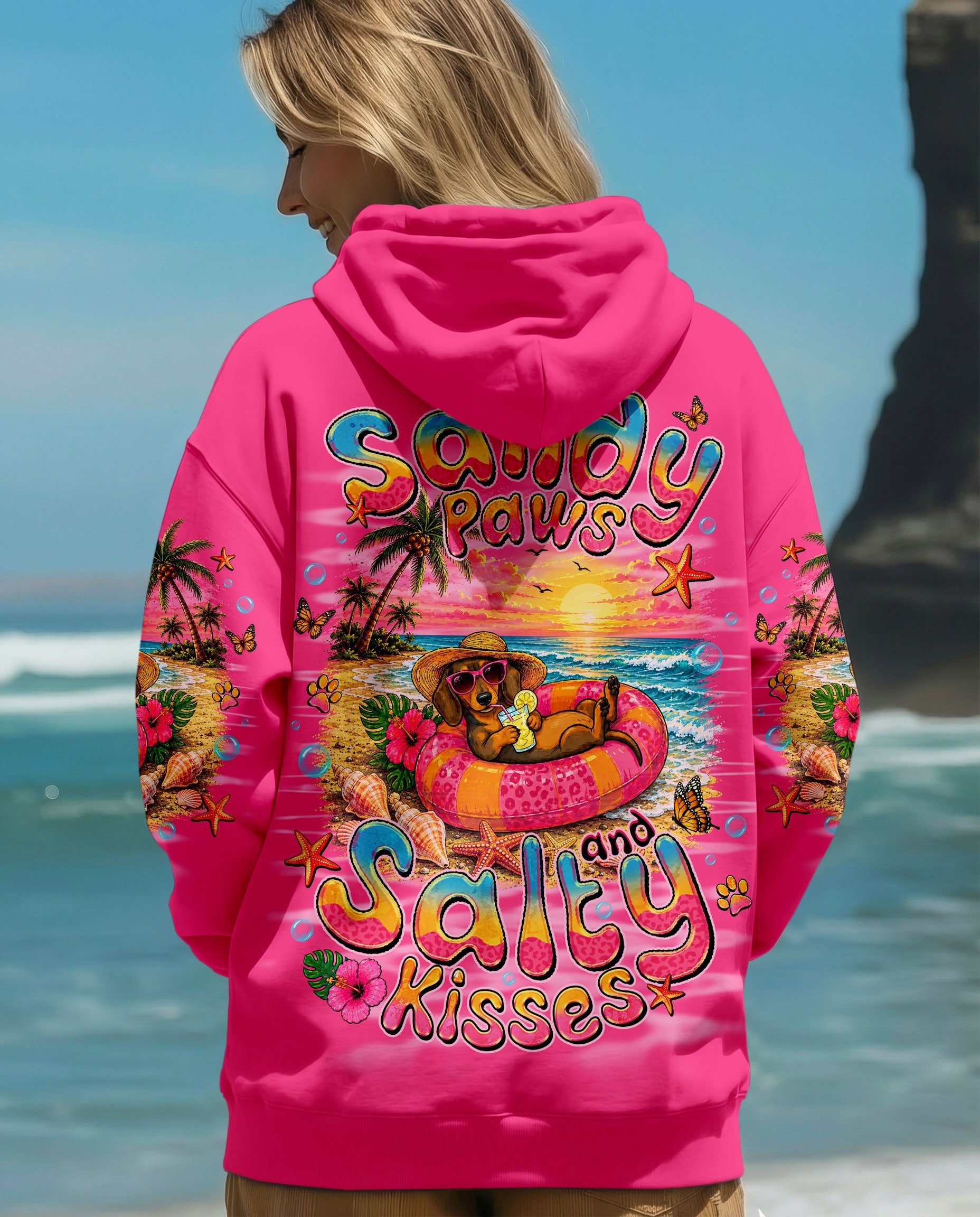 SANDY PAWS AND SALTY KISSES DACHSHUND DOG ALL OVER PRINT  - TLNO2105261