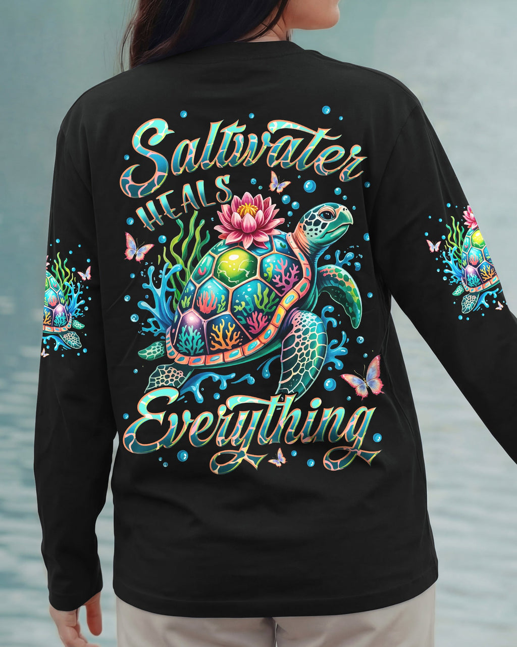 SALTWATER HEALS EVERYTHING TURTLE ALL OVER PRINT - TYLN1506262