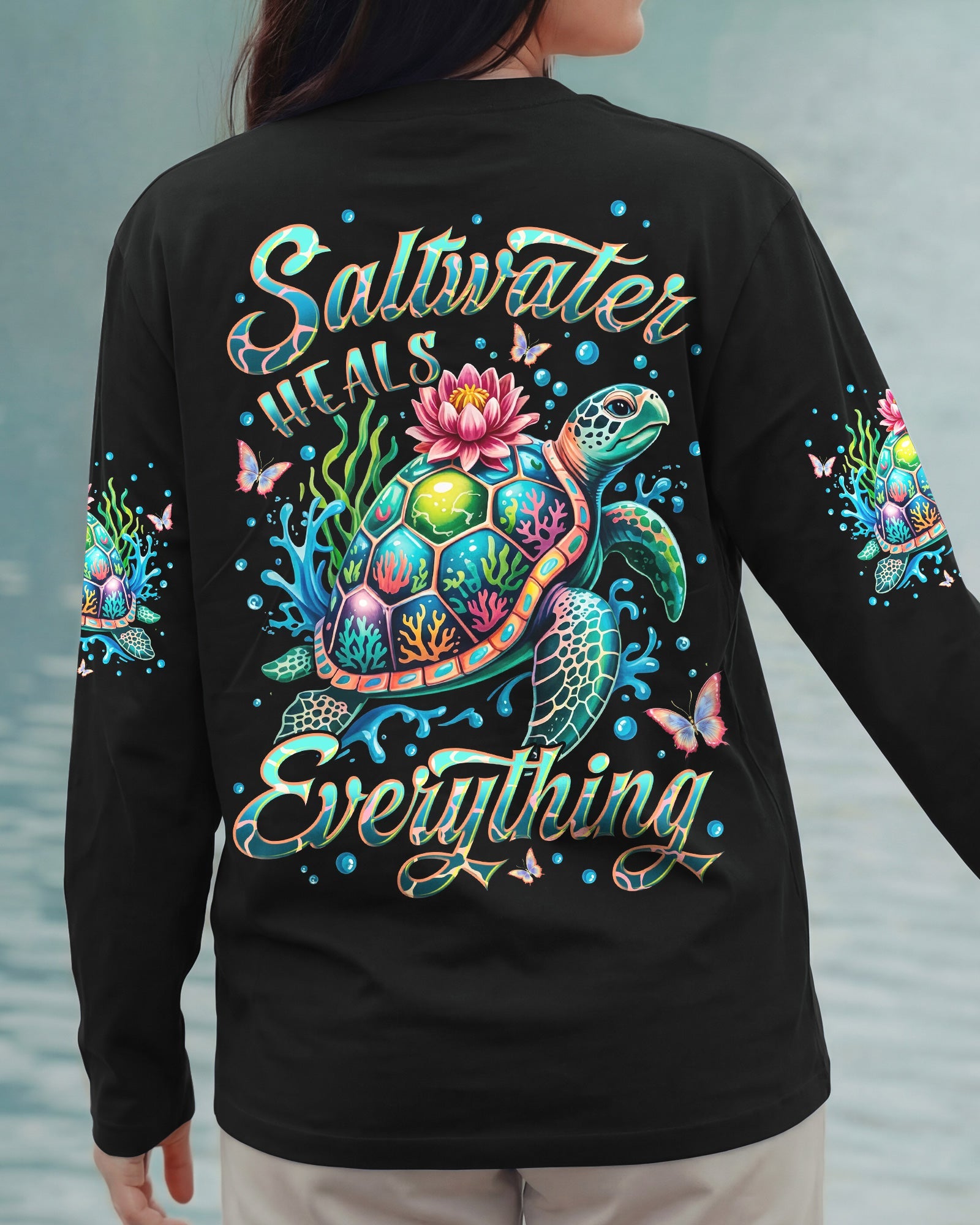 SALTWATER HEALS EVERYTHING TURTLE ALL OVER PRINT - TYLN1506262