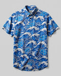 OCEAN TURTLE SURF PATTERN BUTTON-DOWN COLLAR SHIRT - KMTM1606262
