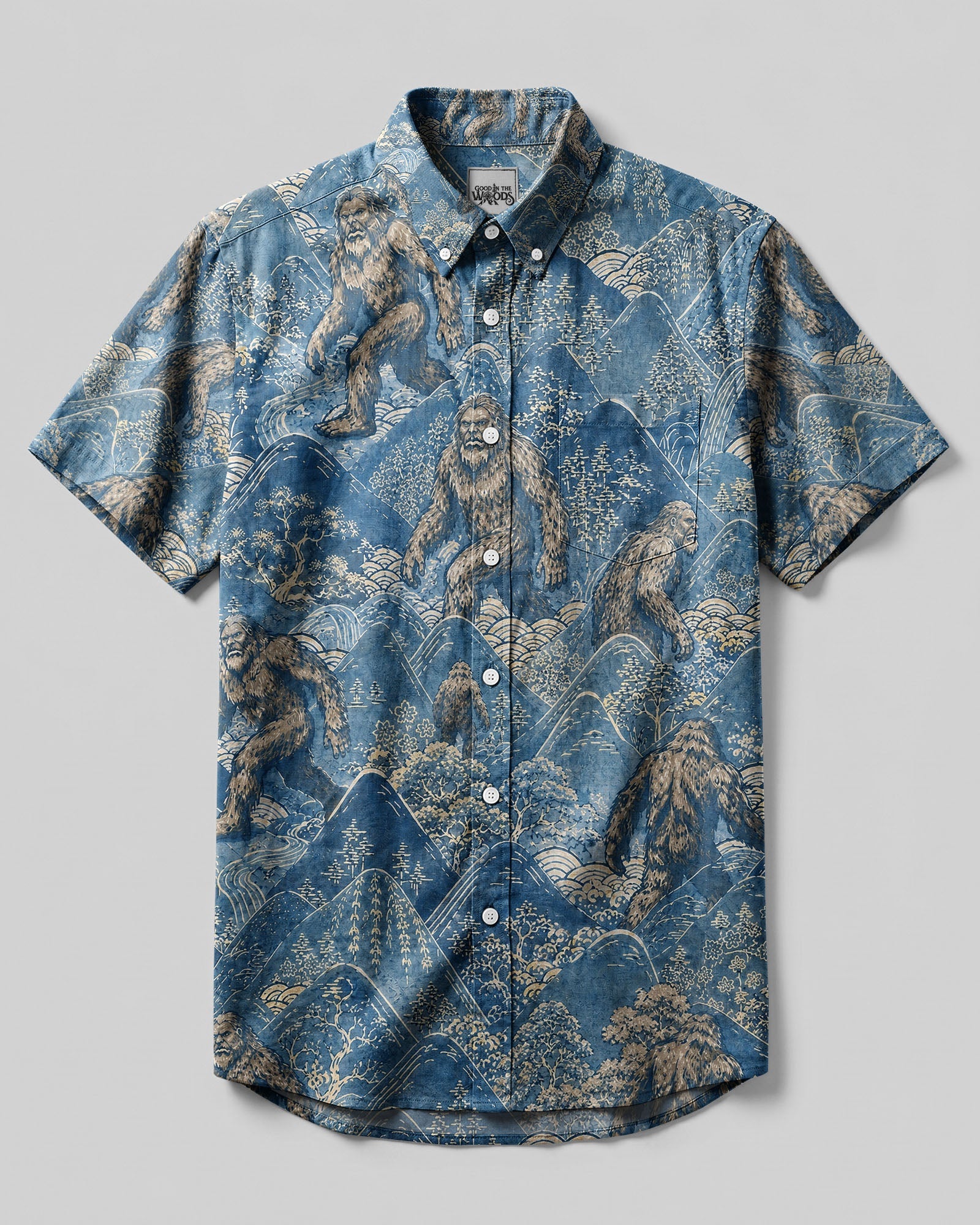 BIGFOOT MOUNTAIN TOILE PATTERN BUTTON-DOWN COLLAR SHIRT - KMTM1606263