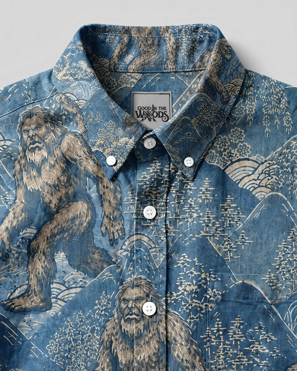 BIGFOOT MOUNTAIN TOILE PATTERN BUTTON-DOWN COLLAR SHIRT - KMTM1606263