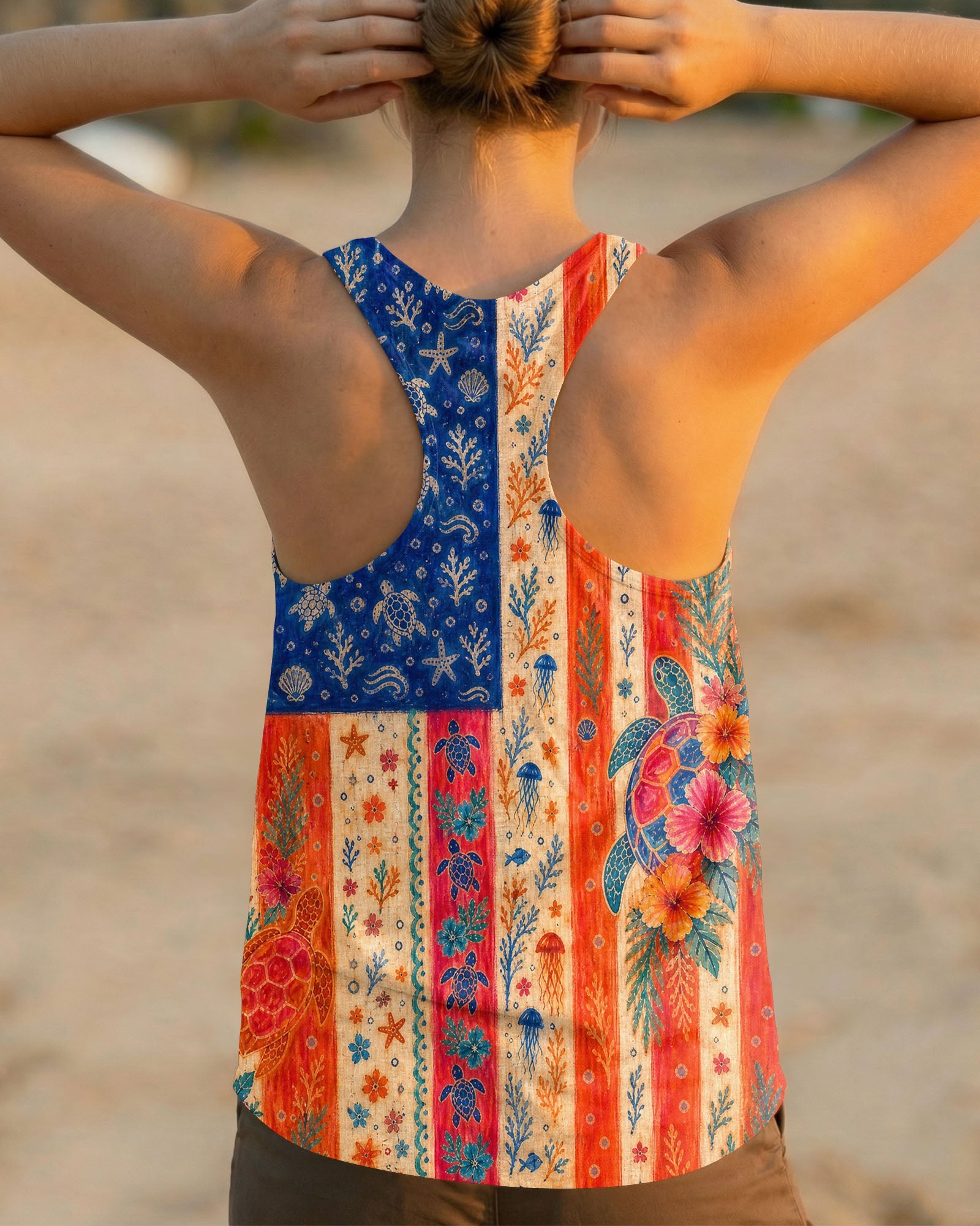 SEA TURTLE COASTAL PATCHWORK ALL OVER PRINT - KMTM3006261