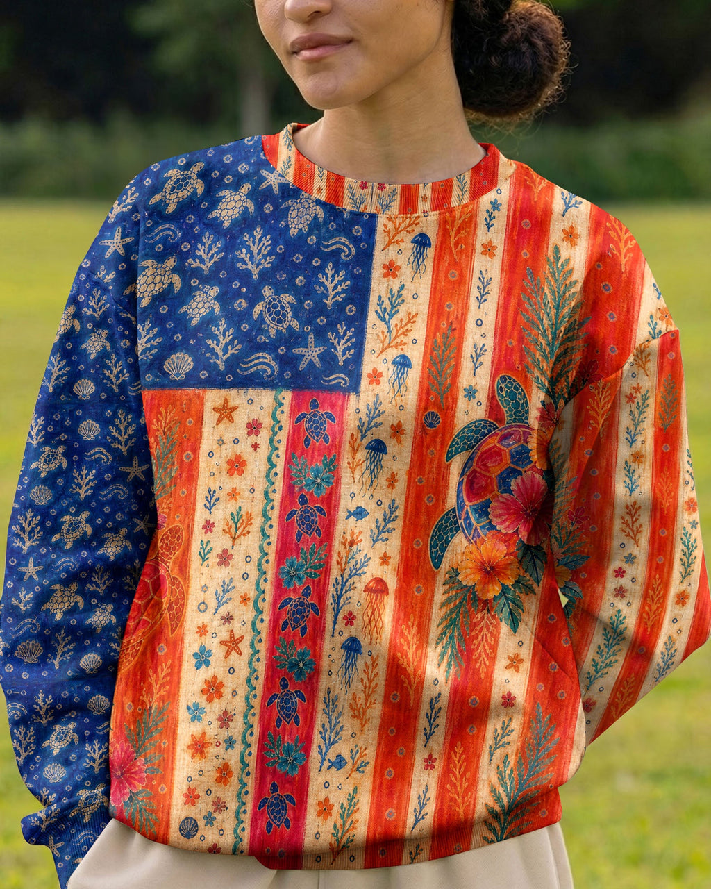 SEA TURTLE COASTAL PATCHWORK ALL OVER PRINT - KMTM3006261