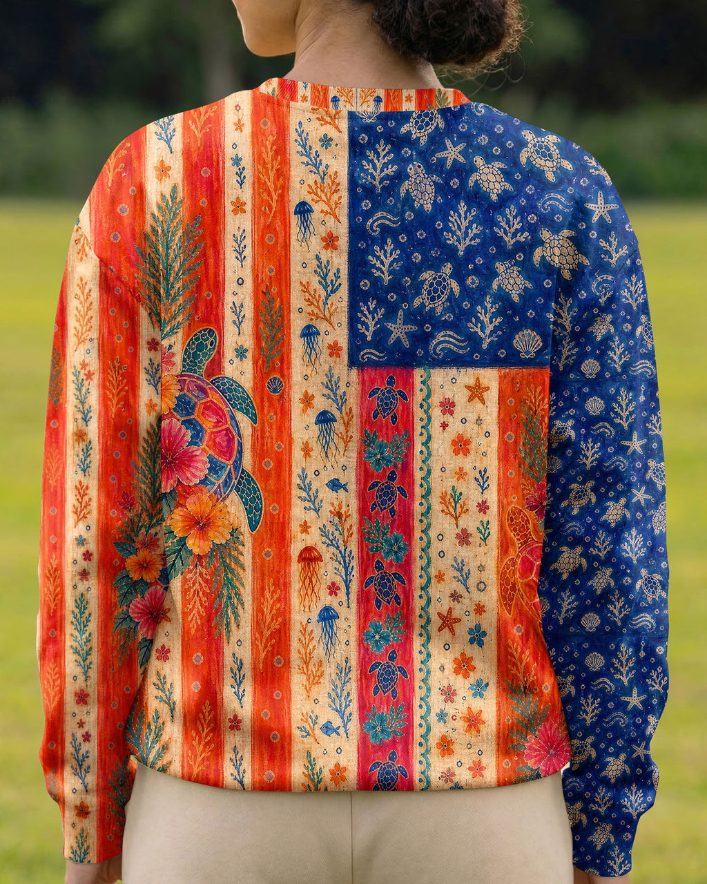 SEA TURTLE COASTAL PATCHWORK ALL OVER PRINT - KMTM3006261