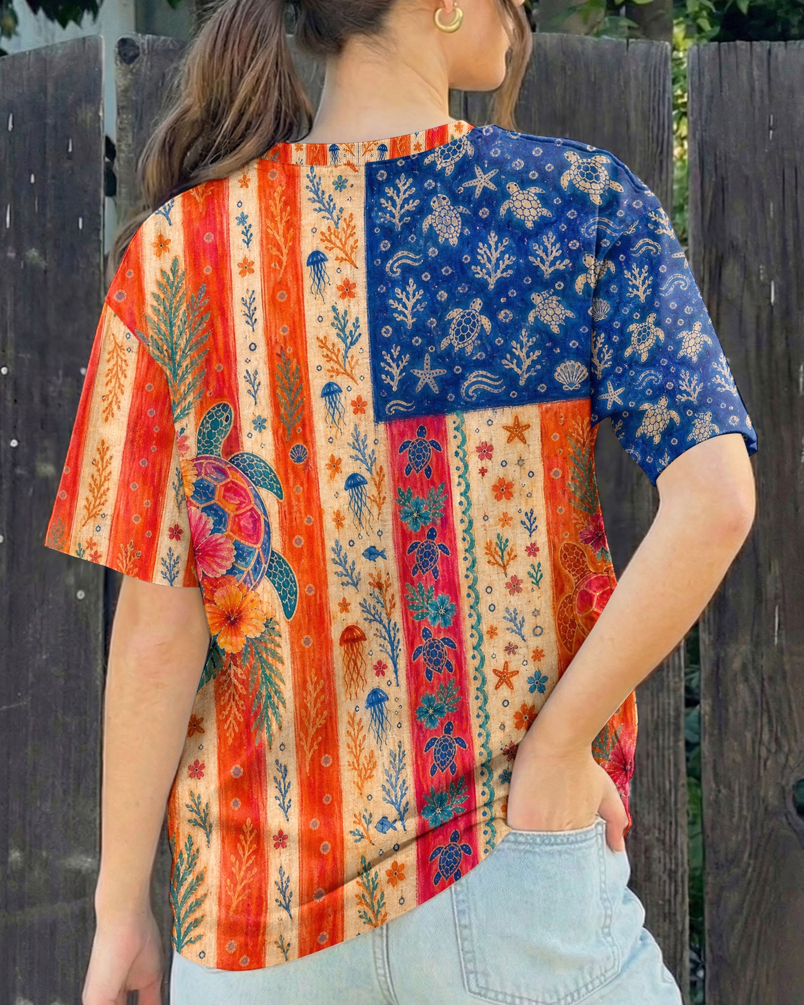 SEA TURTLE COASTAL PATCHWORK ALL OVER PRINT - KMTM3006261