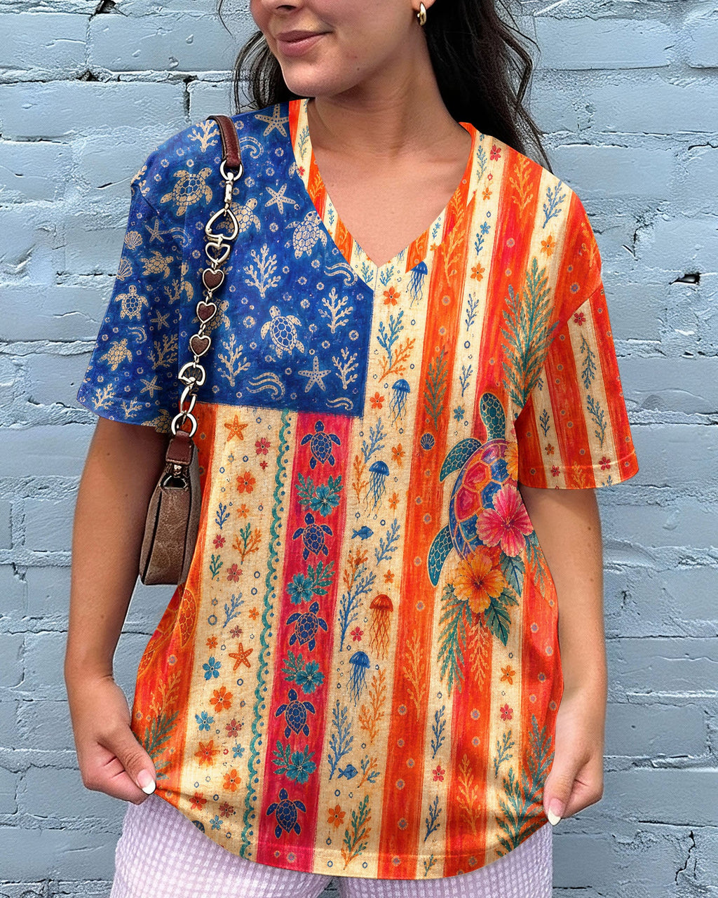 SEA TURTLE COASTAL PATCHWORK ALL OVER PRINT - KMTM3006261
