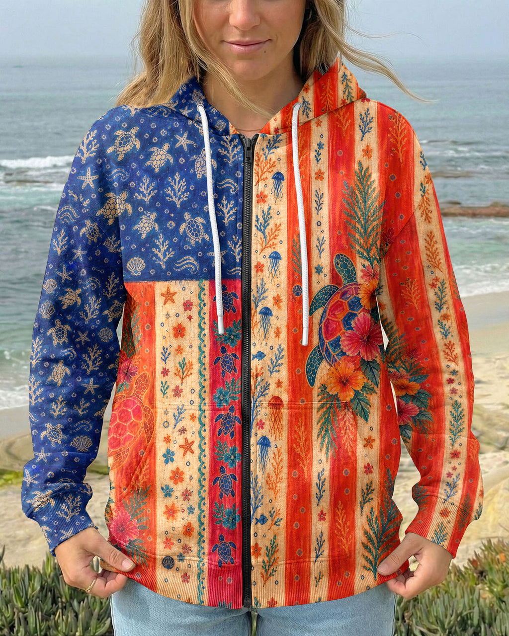 SEA TURTLE COASTAL PATCHWORK ALL OVER PRINT - KMTM3006261
