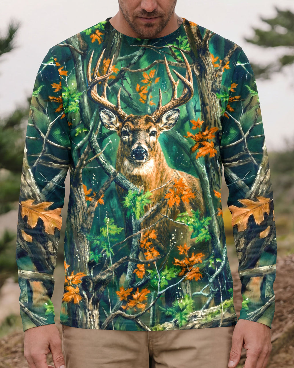 WHITETAIL DEER WOODLAND CAMO ALL OVER PRINT - RI1205263