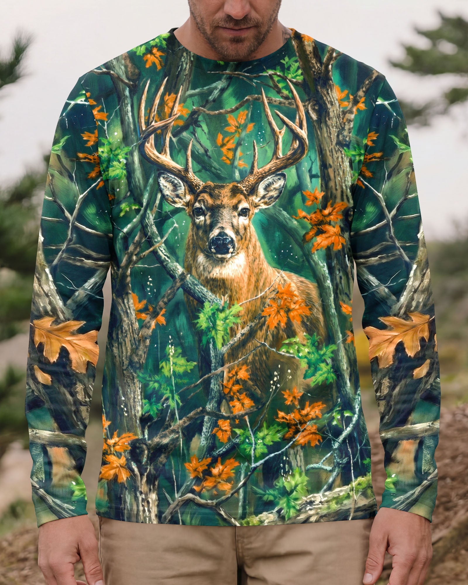 WHITETAIL DEER WOODLAND CAMO ALL OVER PRINT - RI1205263