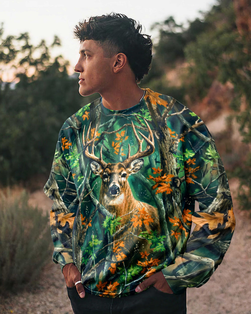 WHITETAIL DEER WOODLAND CAMO ALL OVER PRINT - RI1205263