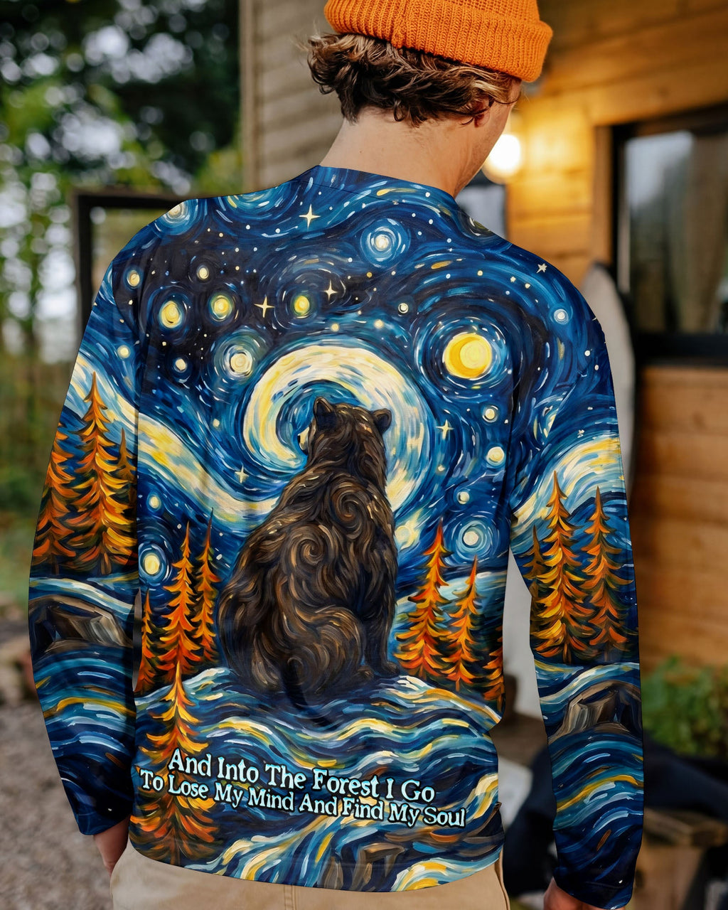 STARRY NIGHT FOREST BEAR ALL OVER PRINT - RI1205264