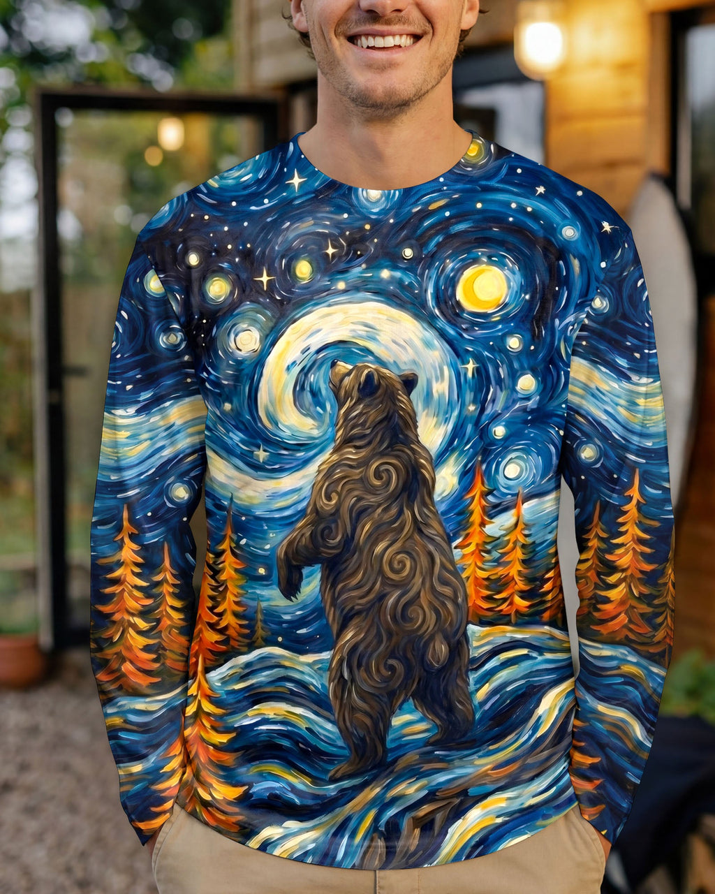 STARRY NIGHT FOREST BEAR ALL OVER PRINT - RI1205264