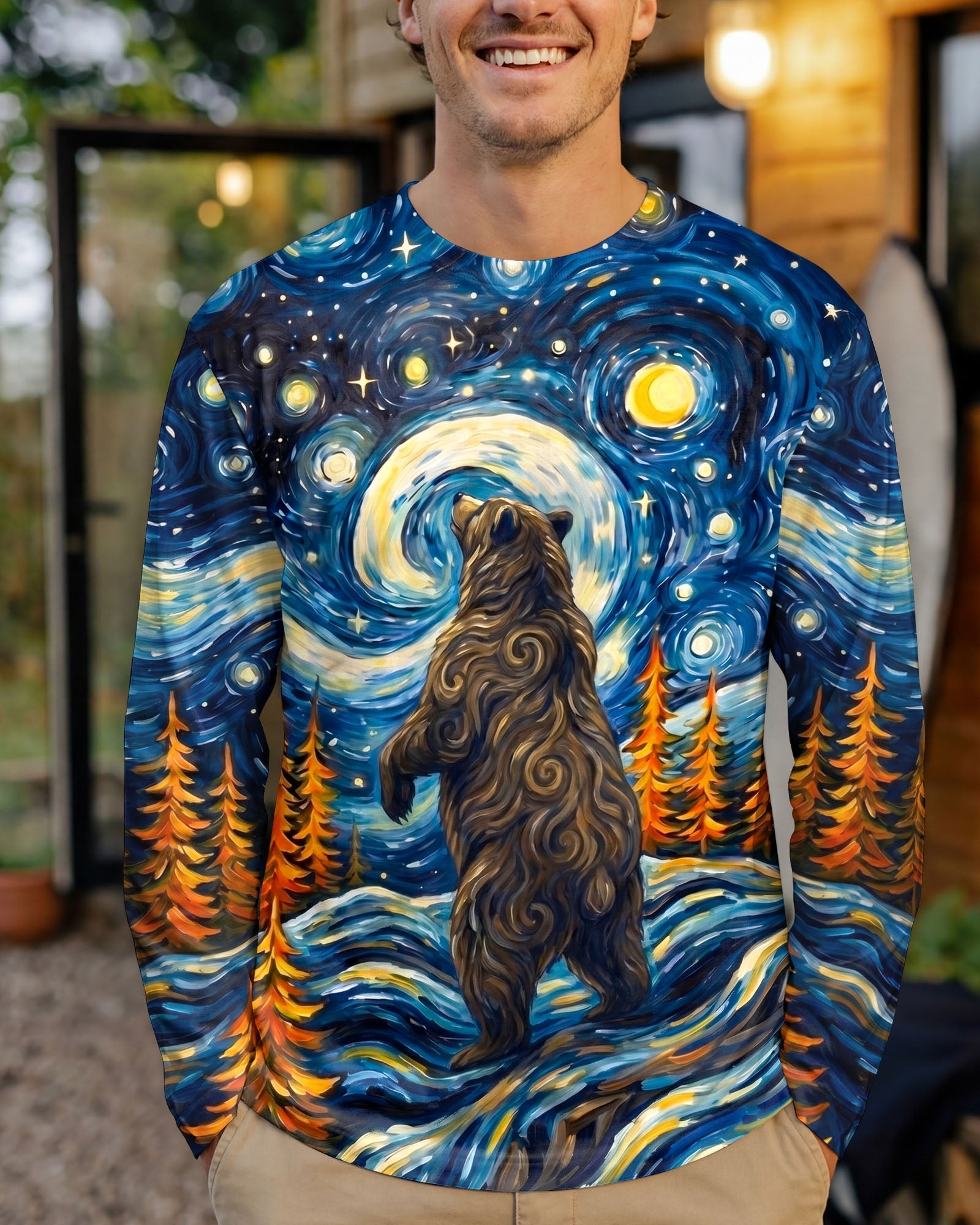 STARRY NIGHT FOREST BEAR ALL OVER PRINT - RI1205264