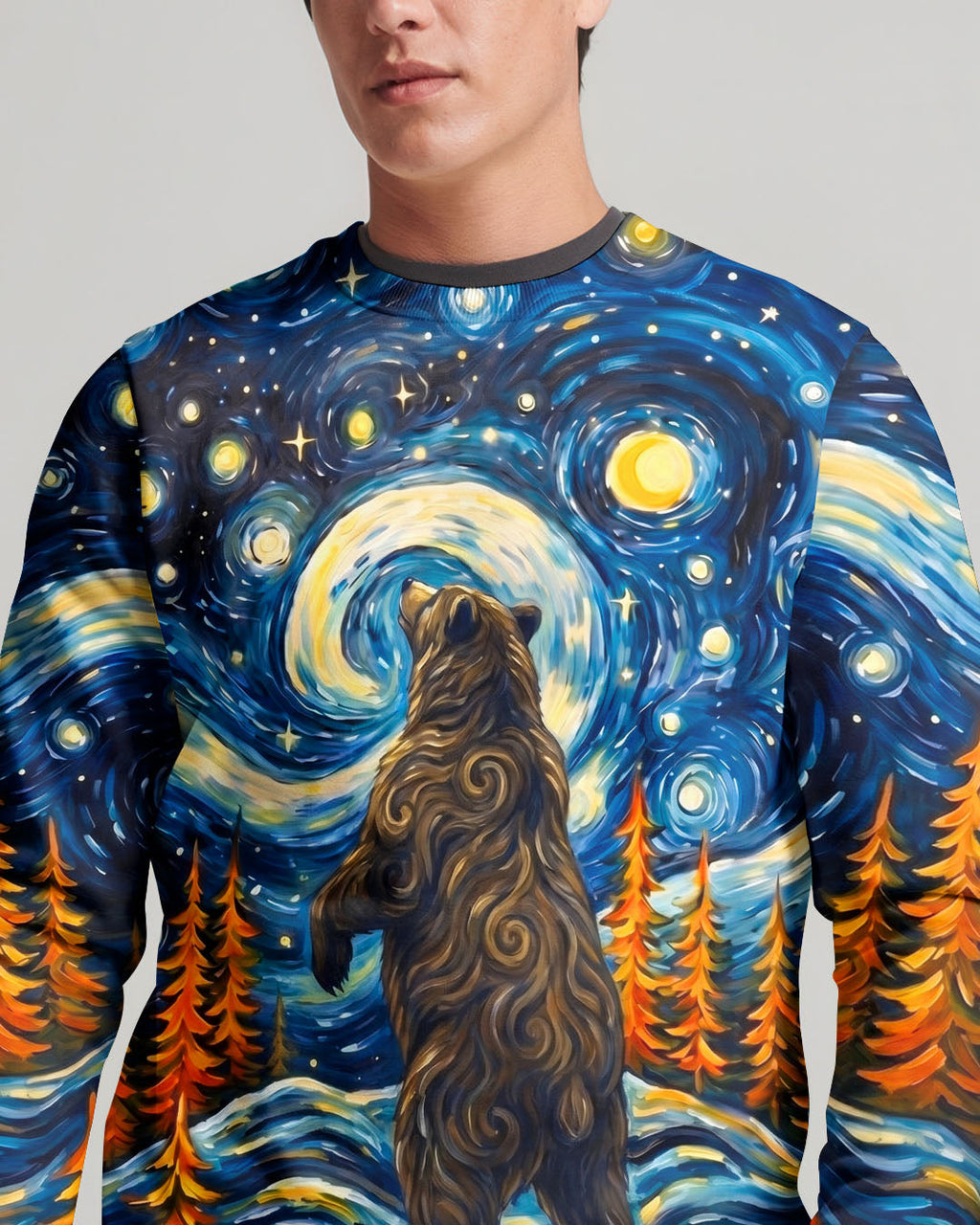 STARRY NIGHT FOREST BEAR ALL OVER PRINT - RI1205264