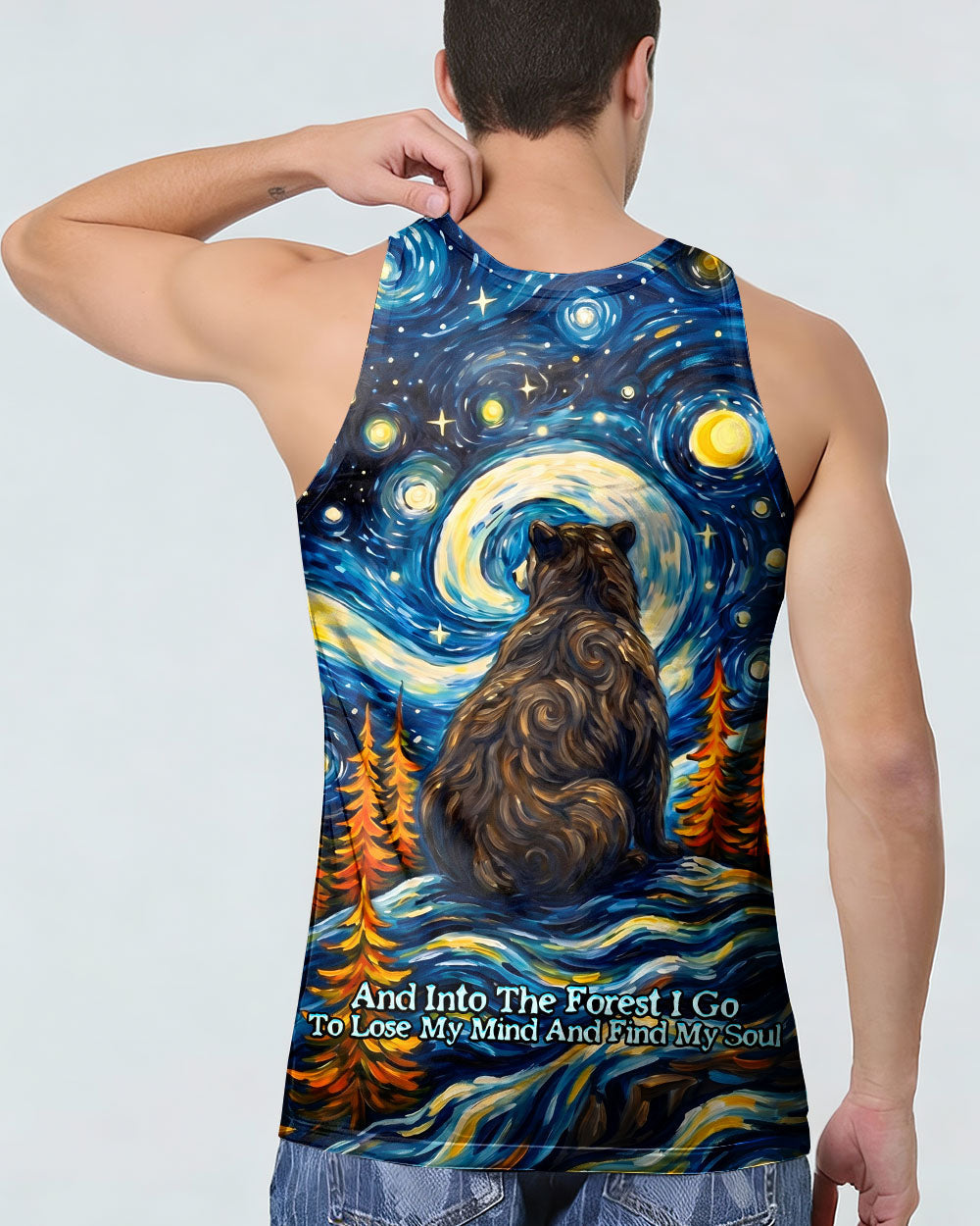 STARRY NIGHT FOREST BEAR ALL OVER PRINT - RI1205264