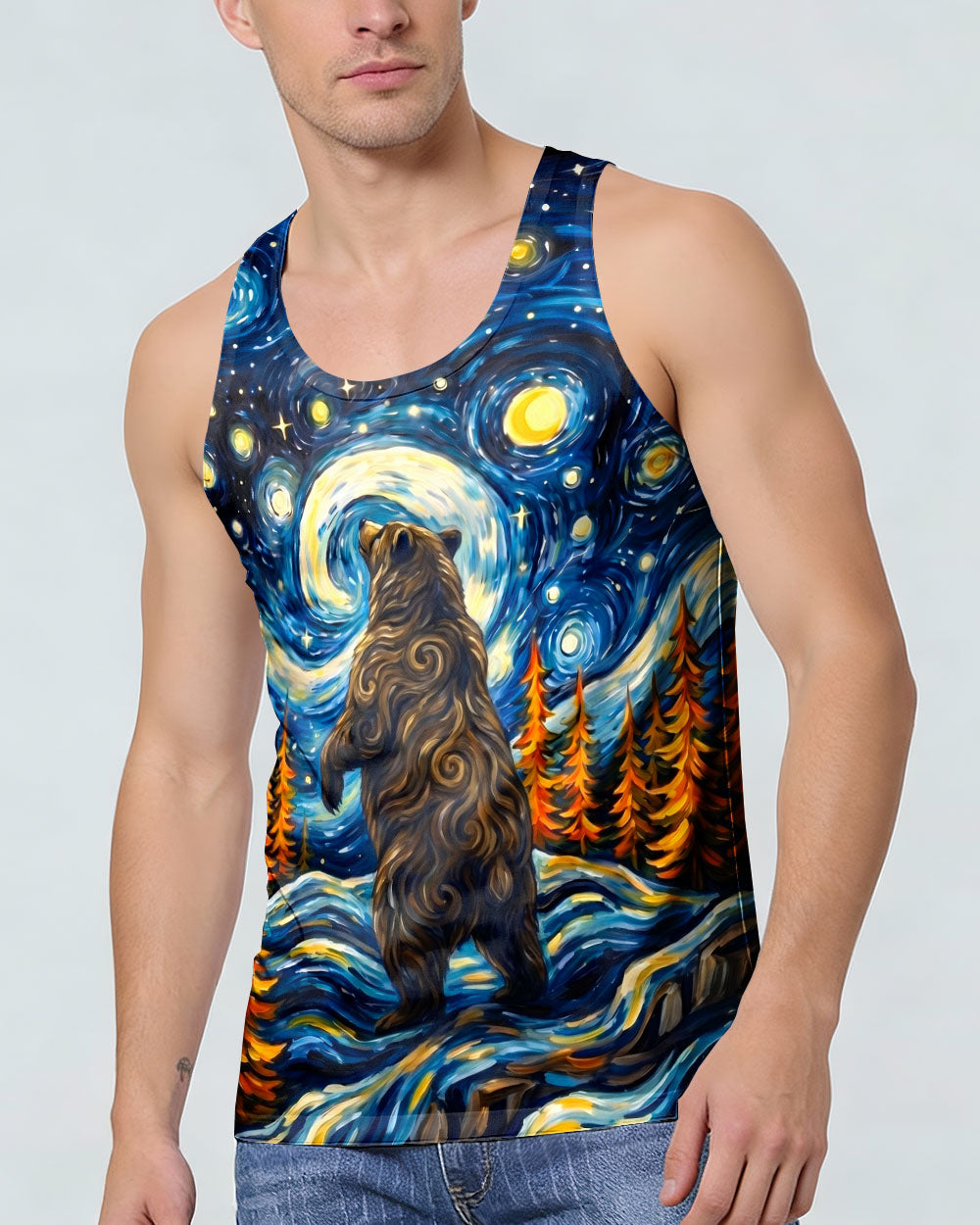 STARRY NIGHT FOREST BEAR ALL OVER PRINT - RI1205264