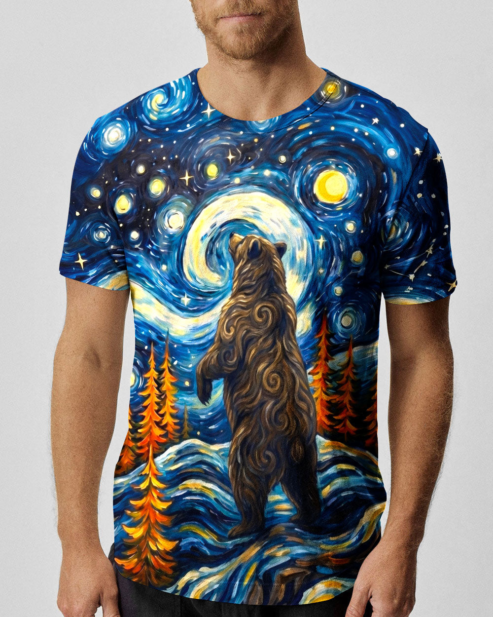 STARRY NIGHT FOREST BEAR ALL OVER PRINT - RI1205264