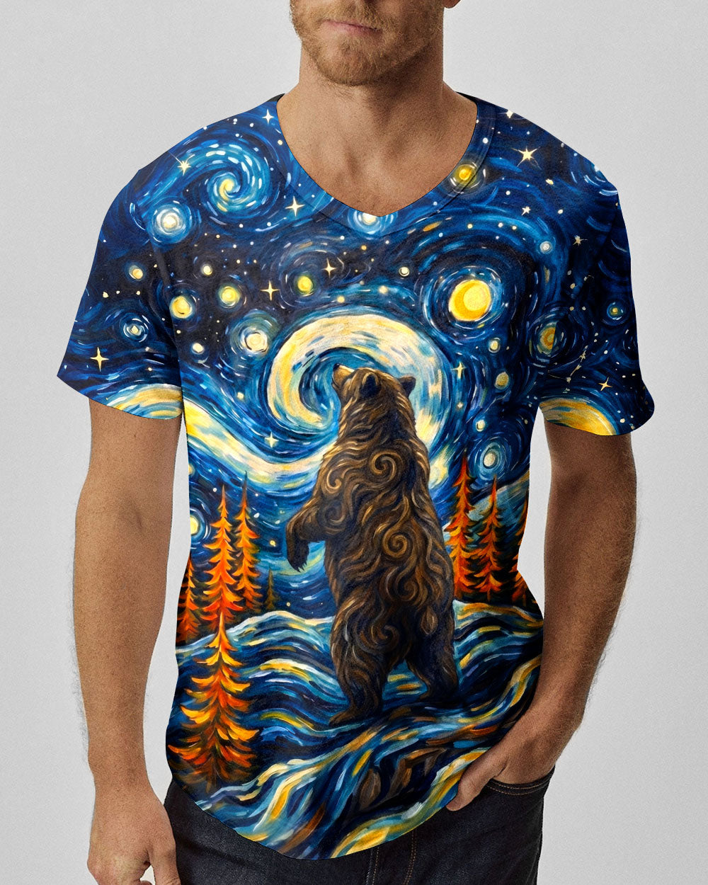 STARRY NIGHT FOREST BEAR ALL OVER PRINT - RI1205264
