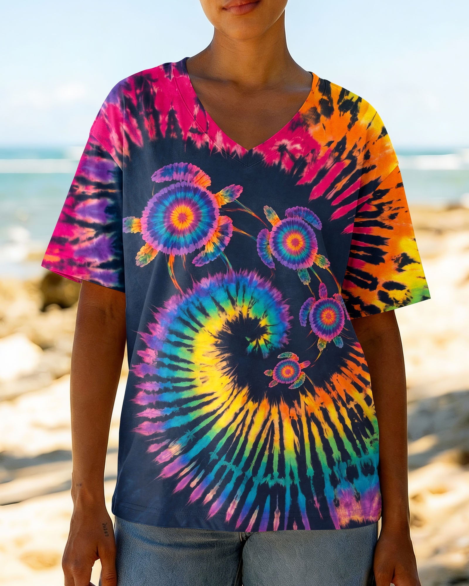 RAINBOW SEA TURTLE SPIRAL ALL OVER PRINT - RI1407262