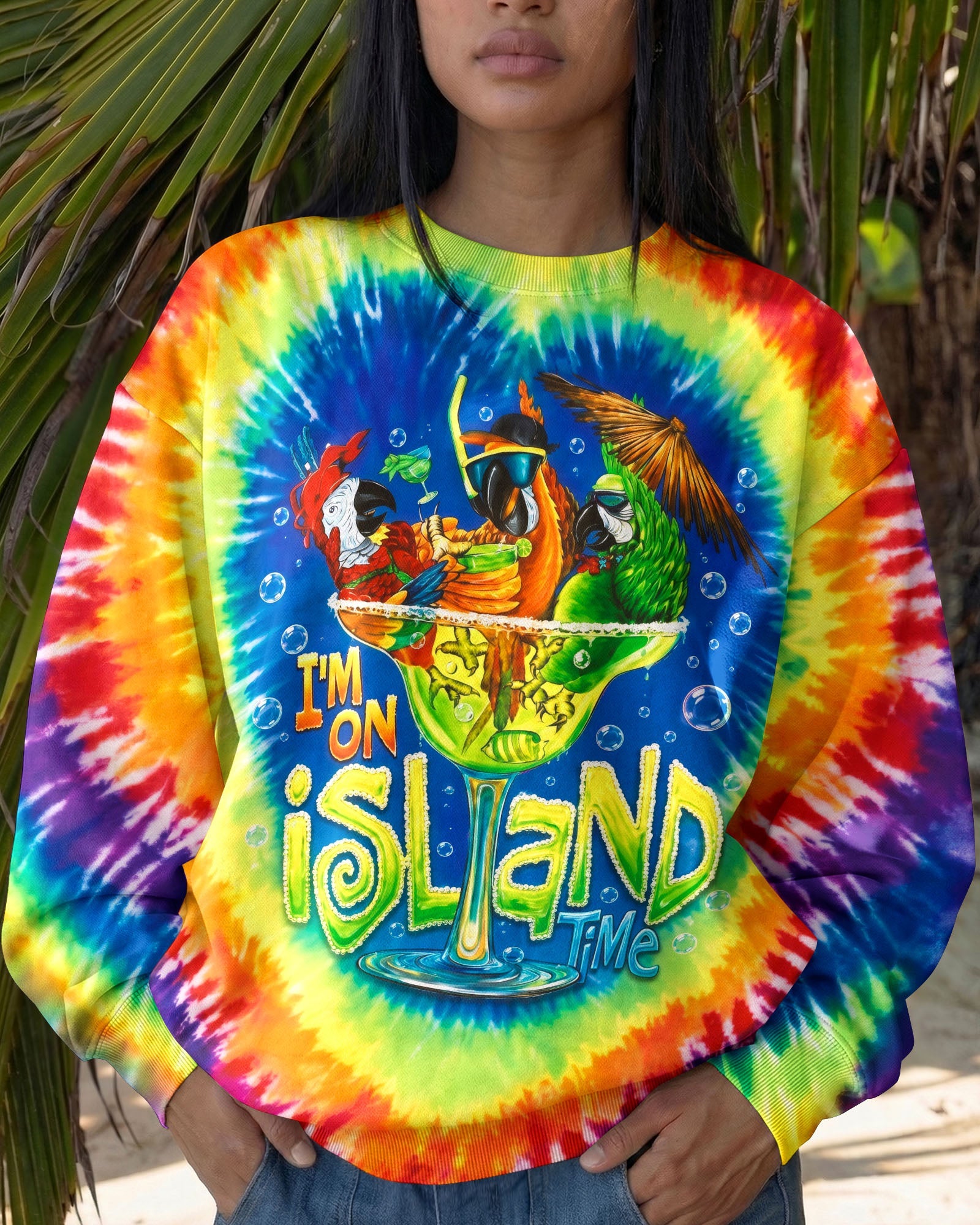 ISLAND TIME PARROT SWIRL ALL OVER PRINT - RI1006262