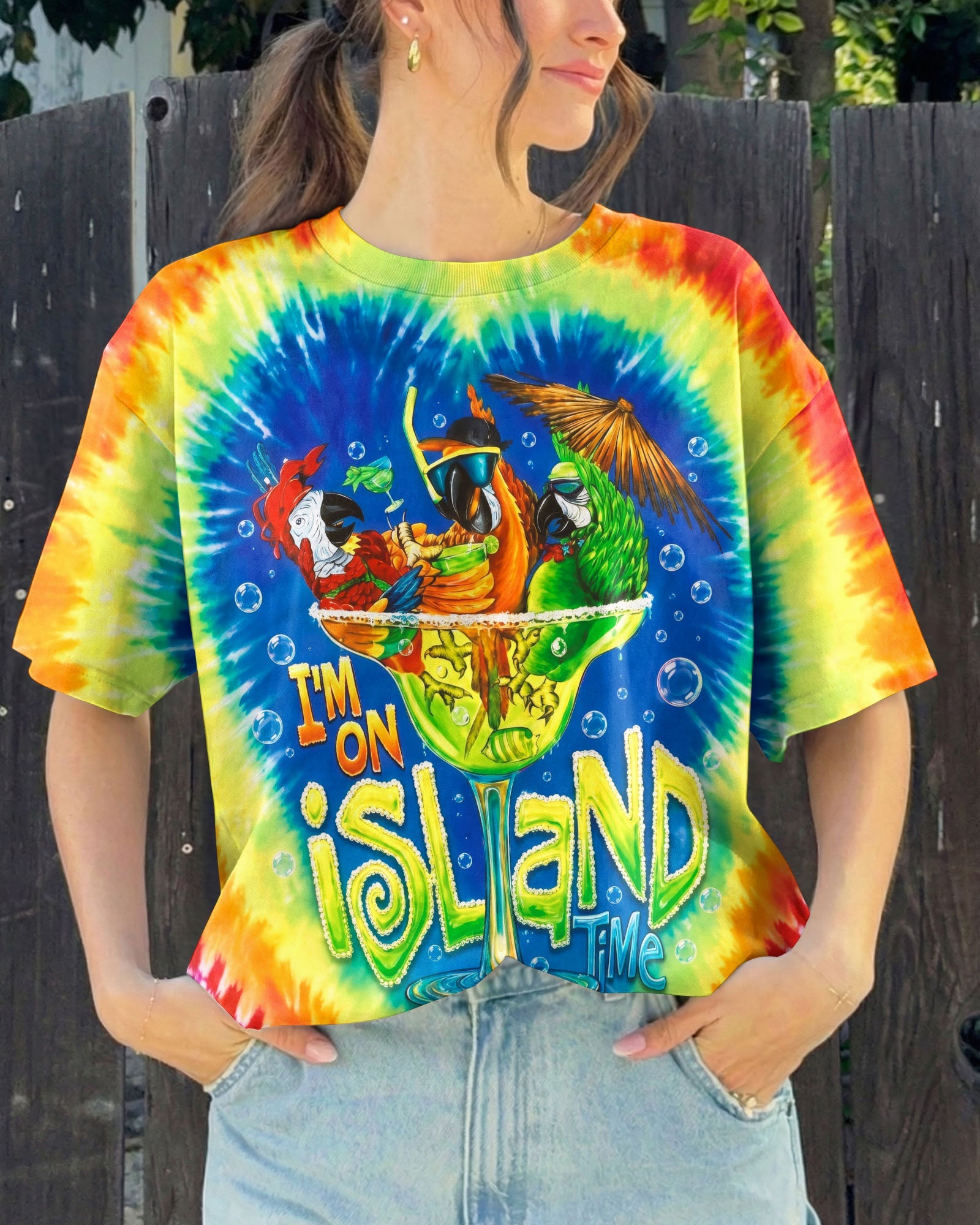 ISLAND TIME PARROT SWIRL ALL OVER PRINT - RI1006262