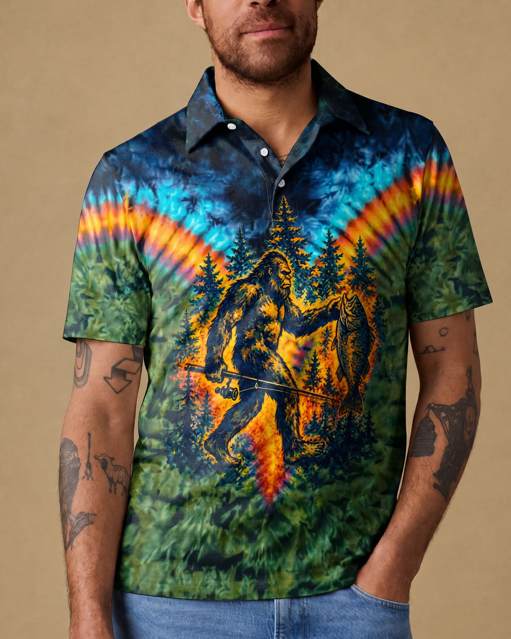 COLORFUL BIGFOOT FISHING ADVENTURE ALL OVER PRINT - RITD3006261