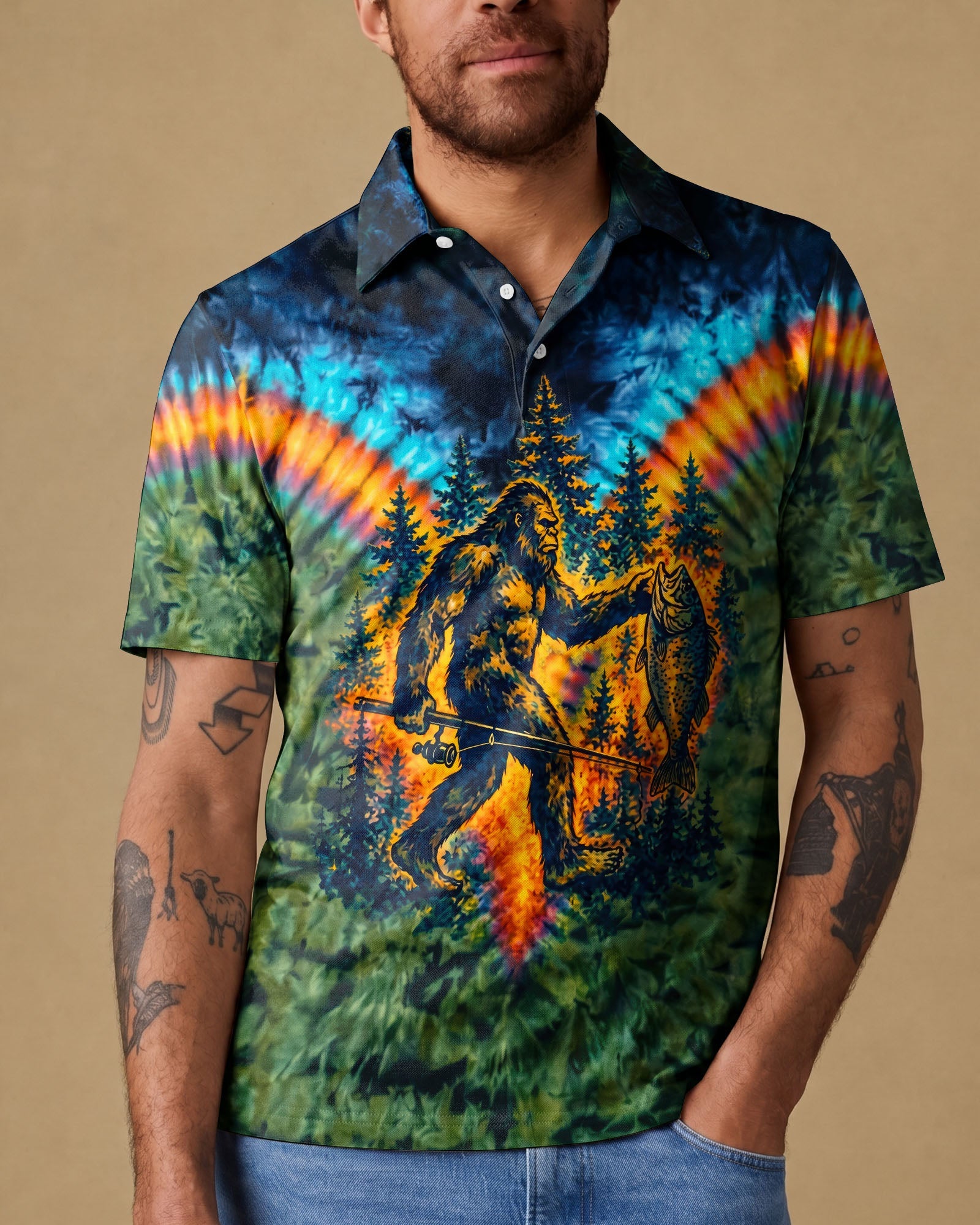 COLORFUL BIGFOOT FISHING ADVENTURE ALL OVER PRINT - RITD3006261