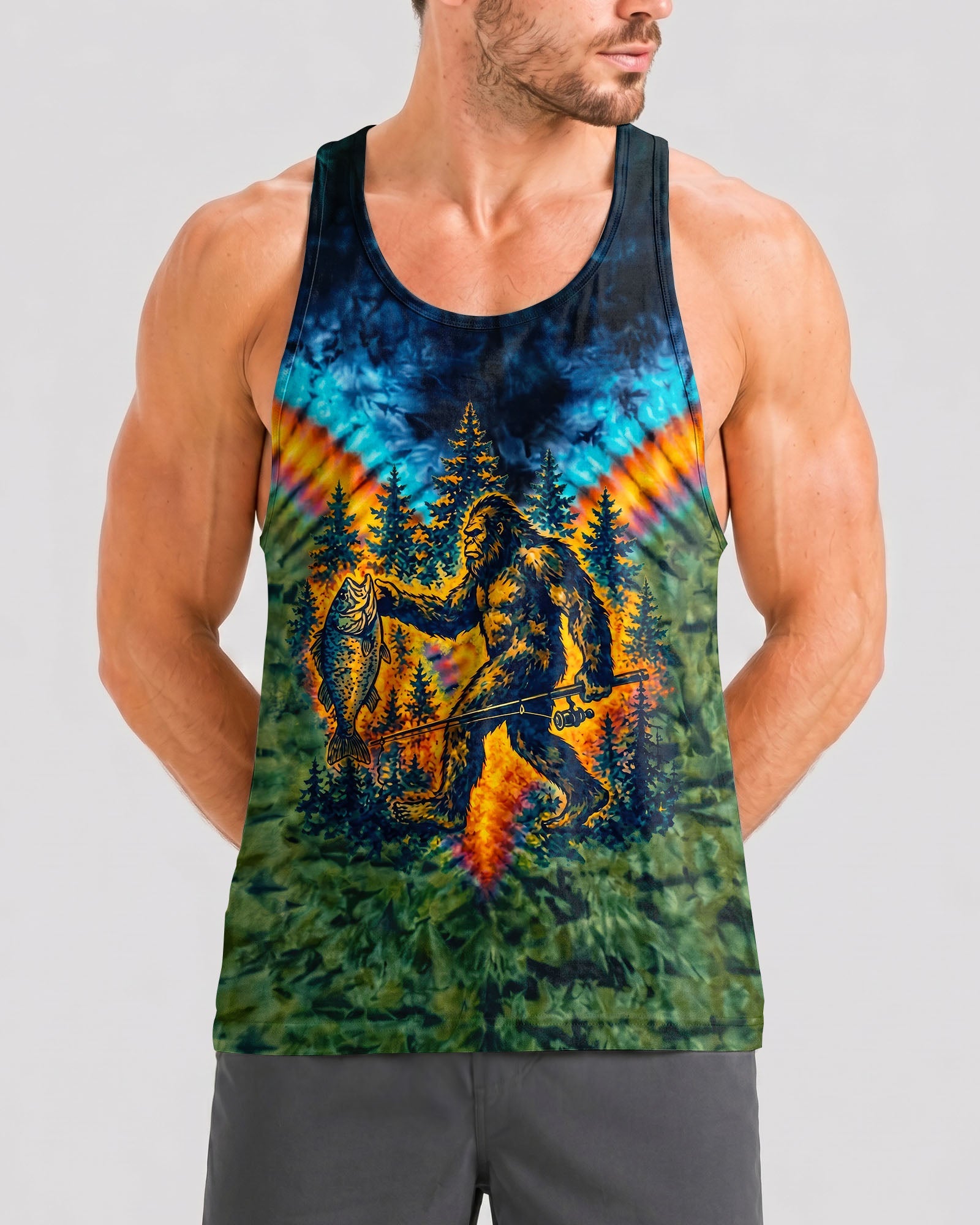 COLORFUL BIGFOOT FISHING ADVENTURE ALL OVER PRINT - RITD3006261