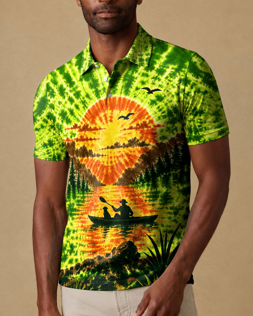 KAYAK MAN WITH DOG BURST ALL OVER PRINT - TLHG0207262