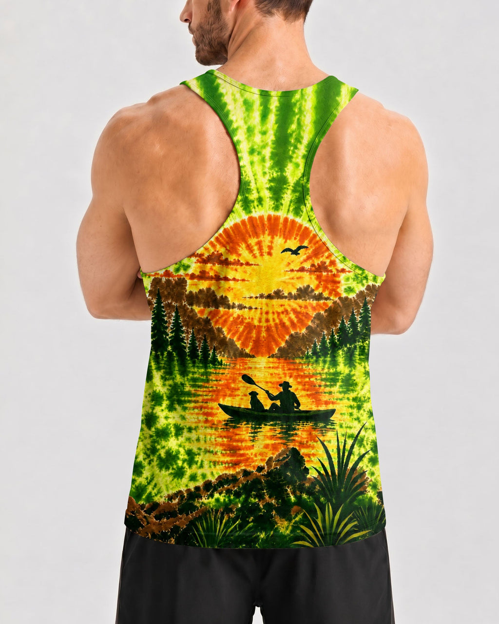 KAYAK MAN WITH DOG BURST ALL OVER PRINT - TLHG0207262