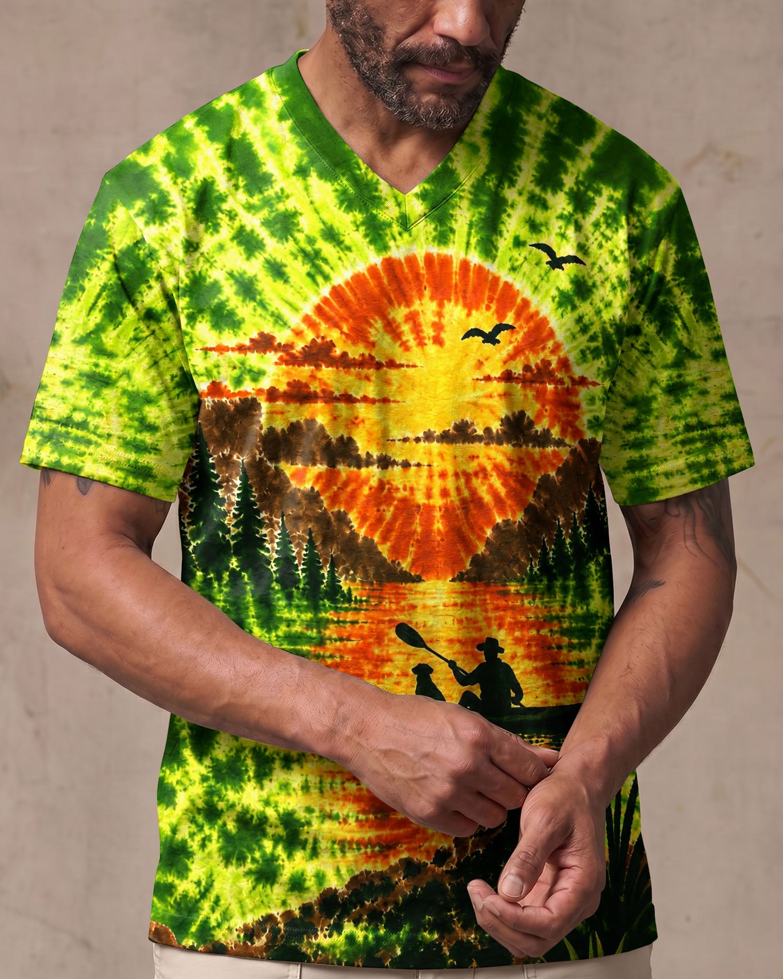 KAYAK MAN WITH DOG BURST ALL OVER PRINT - TLHG0207262