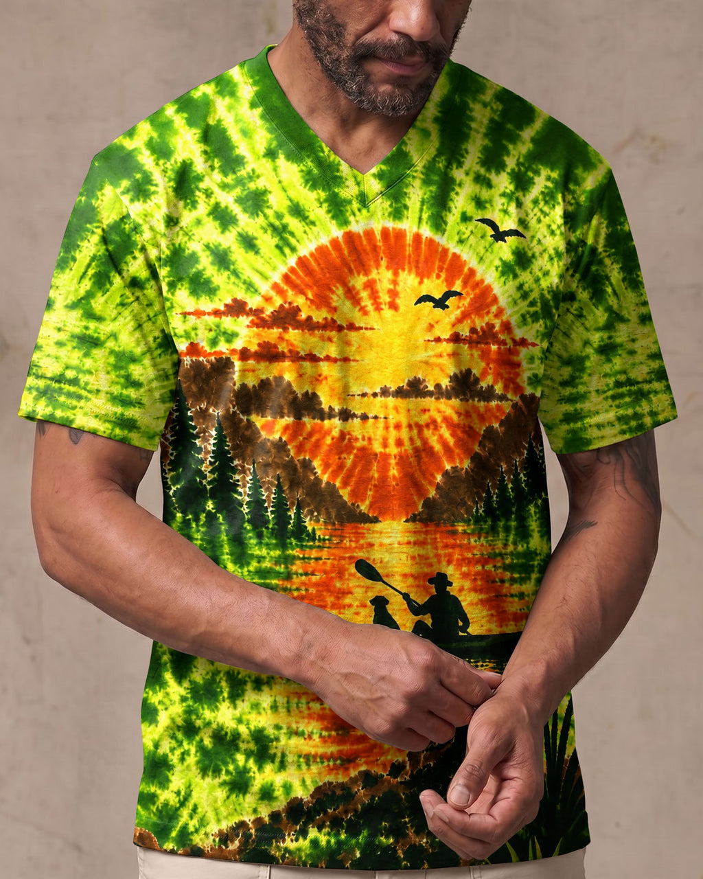 KAYAK MAN WITH DOG BURST ALL OVER PRINT - TLHG0207262
