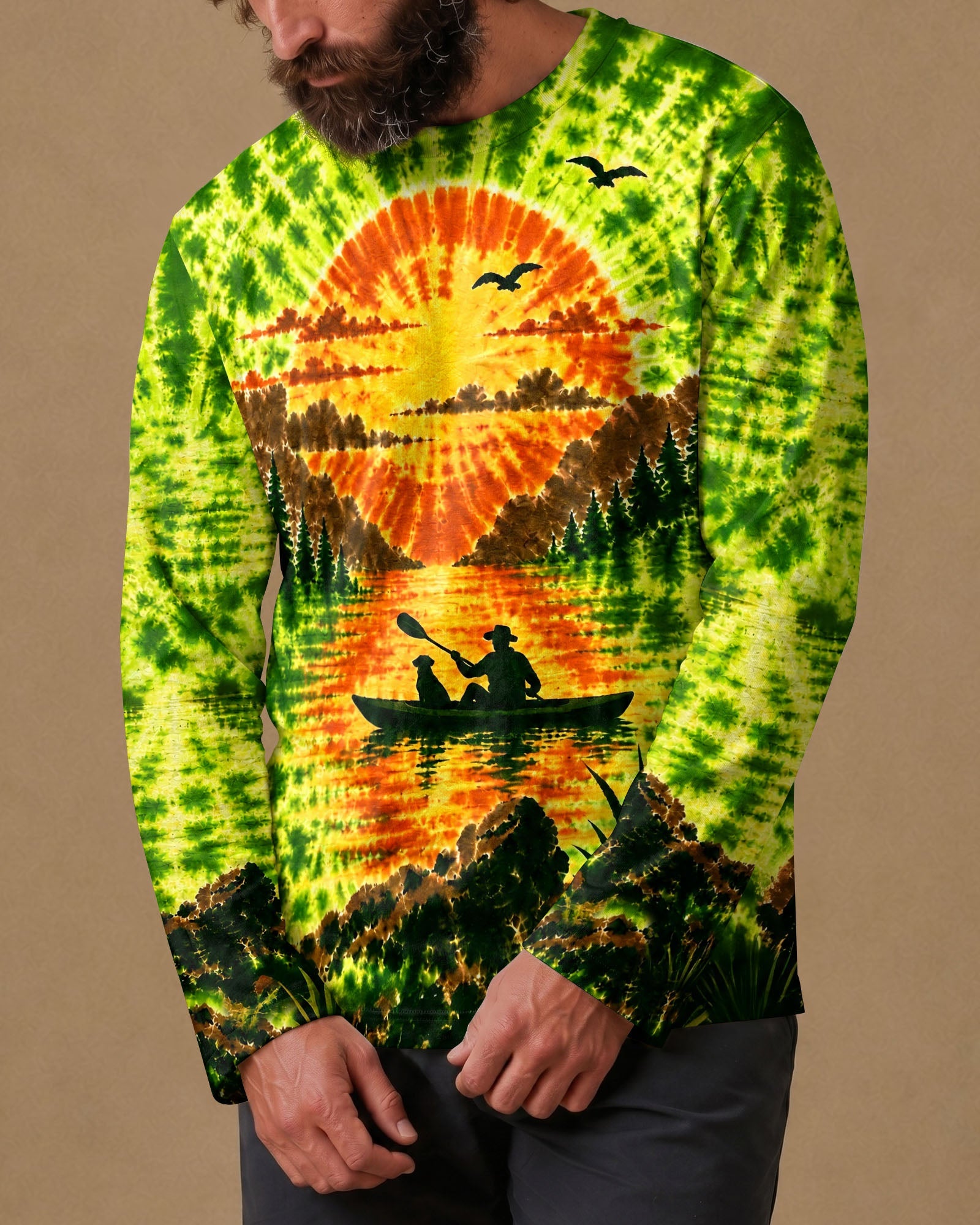 KAYAK MAN WITH DOG BURST ALL OVER PRINT - TLHG0207262