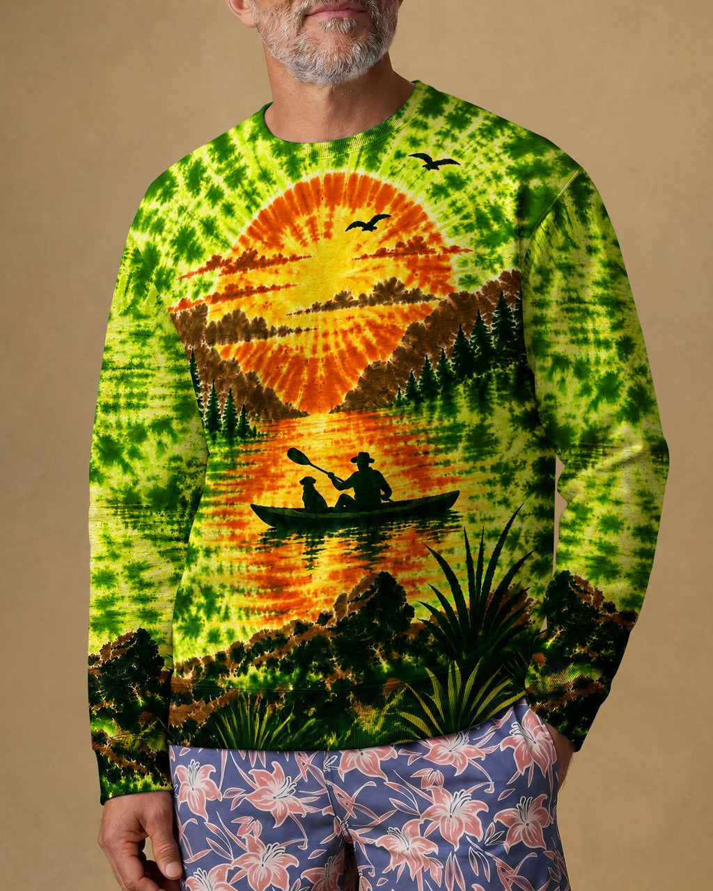 KAYAK MAN WITH DOG BURST ALL OVER PRINT - TLHG0207262