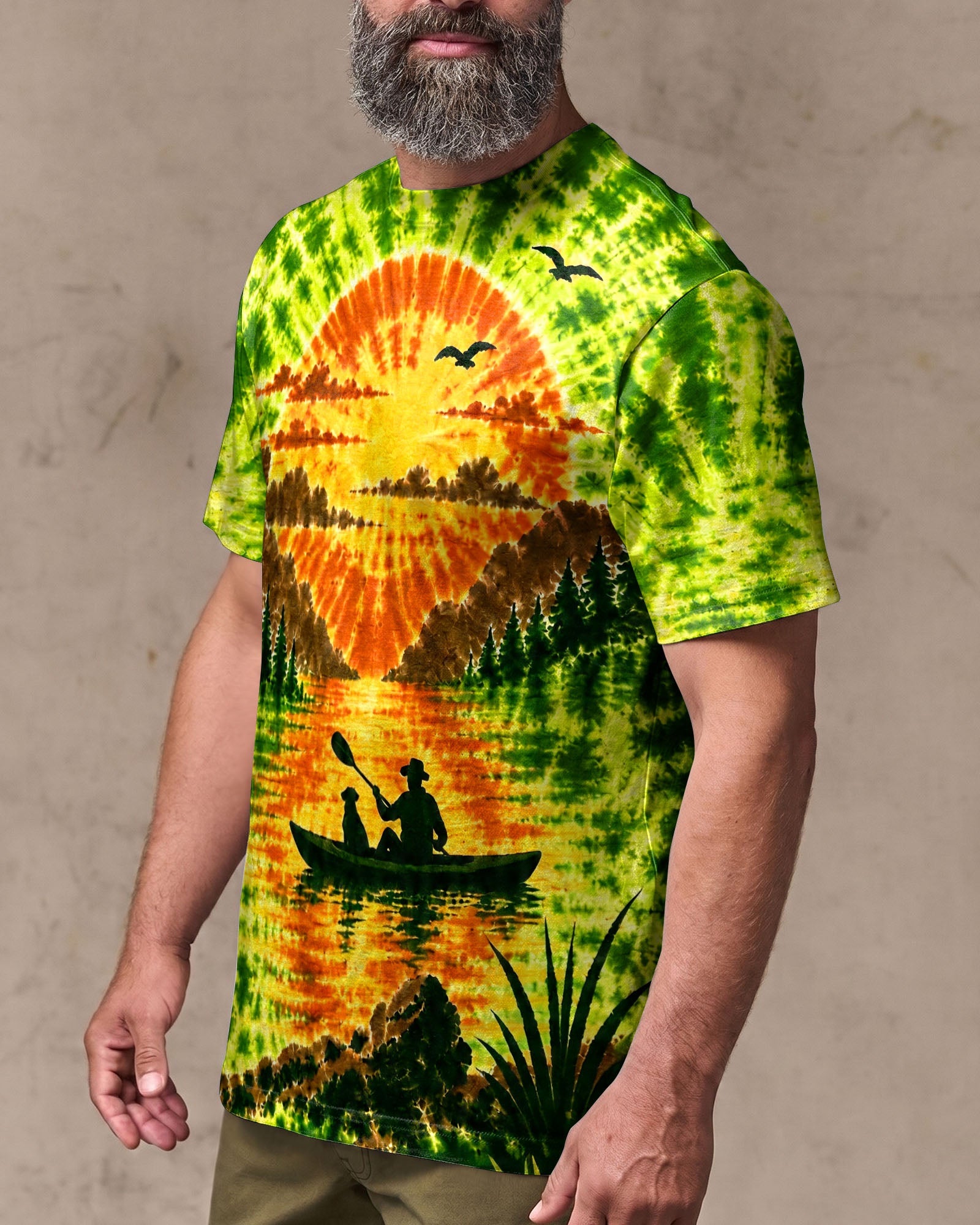 KAYAK MAN WITH DOG BURST ALL OVER PRINT - TLHG0207262