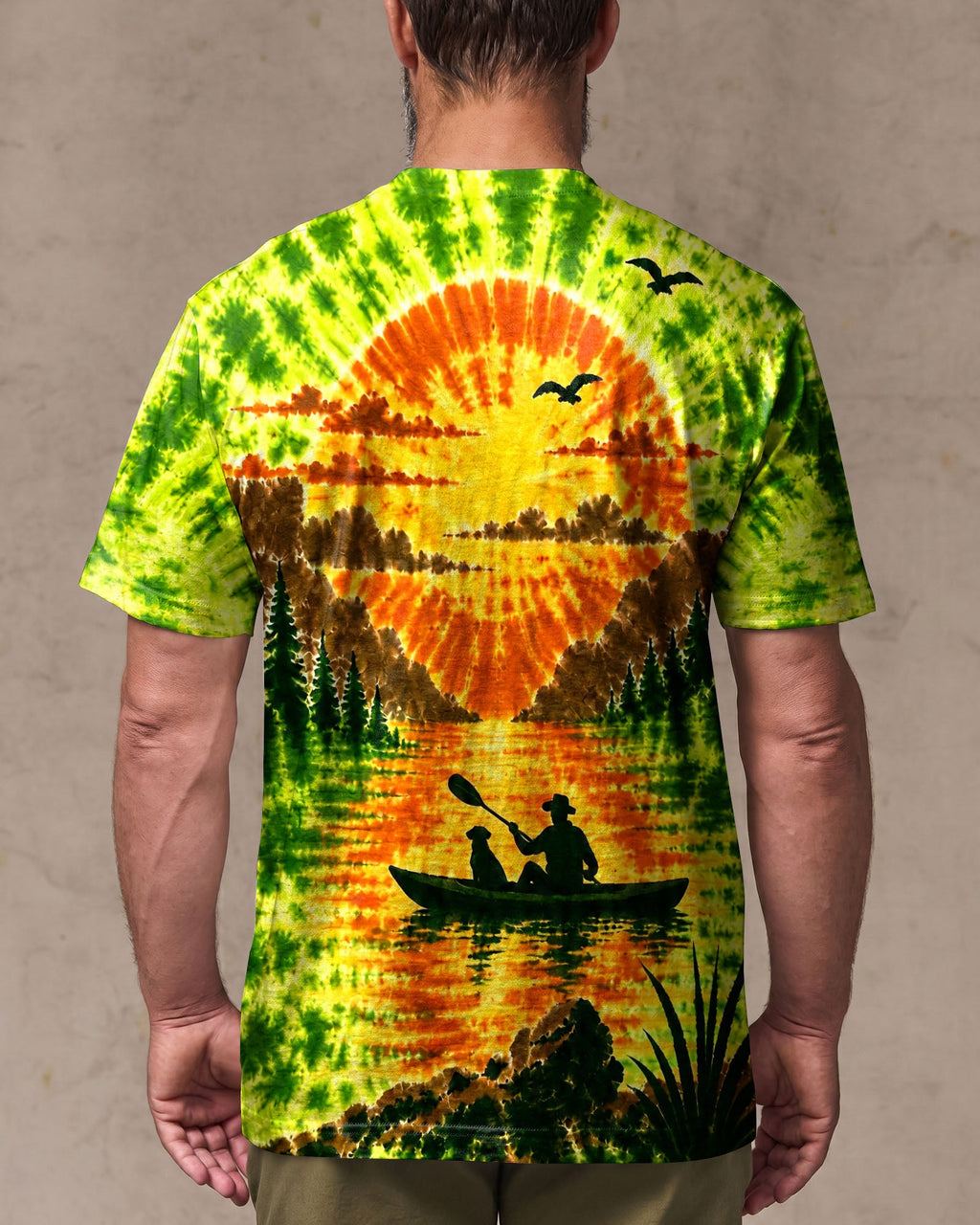KAYAK MAN WITH DOG BURST ALL OVER PRINT - TLHG0207262