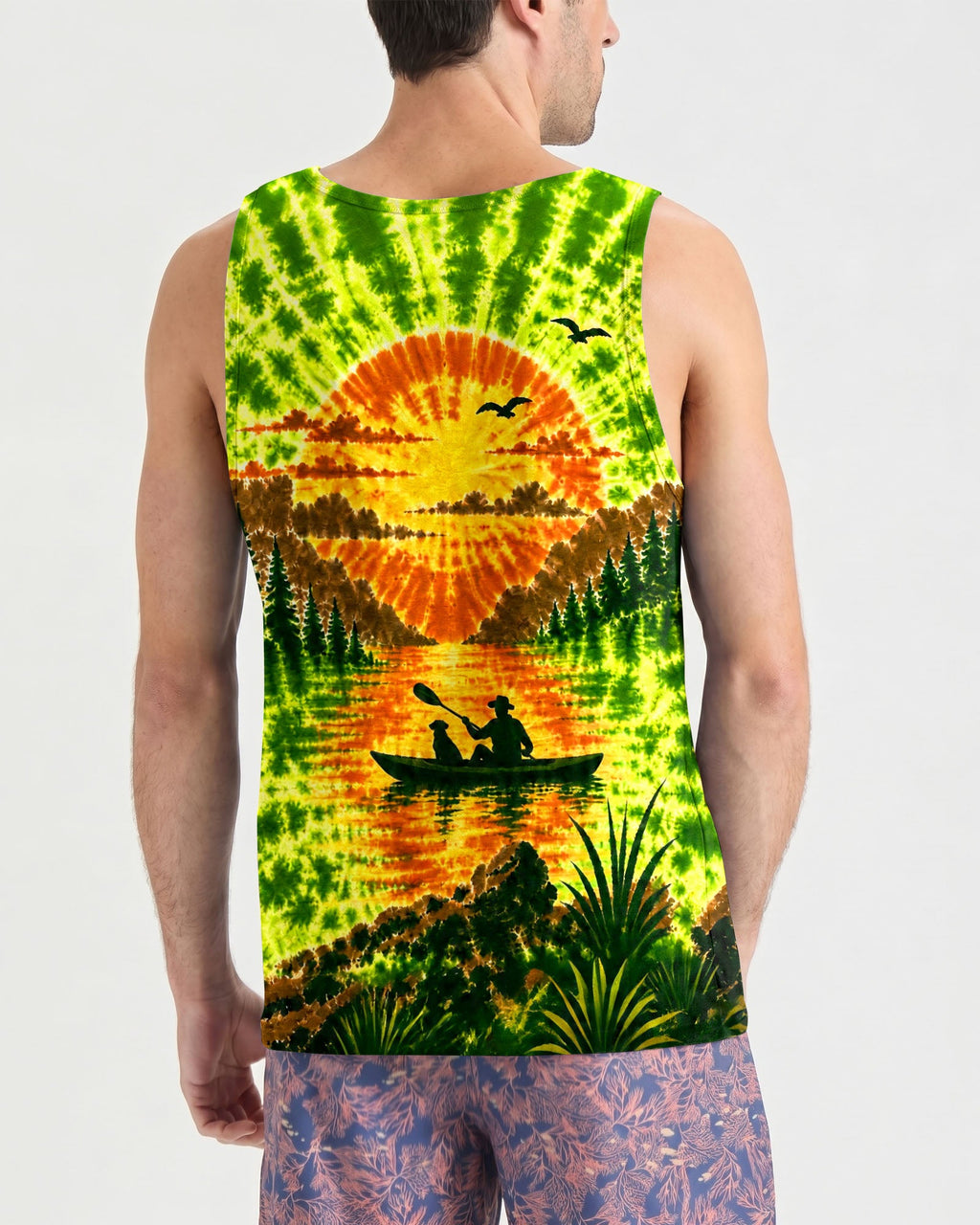 KAYAK MAN WITH DOG BURST ALL OVER PRINT - TLHG0207262