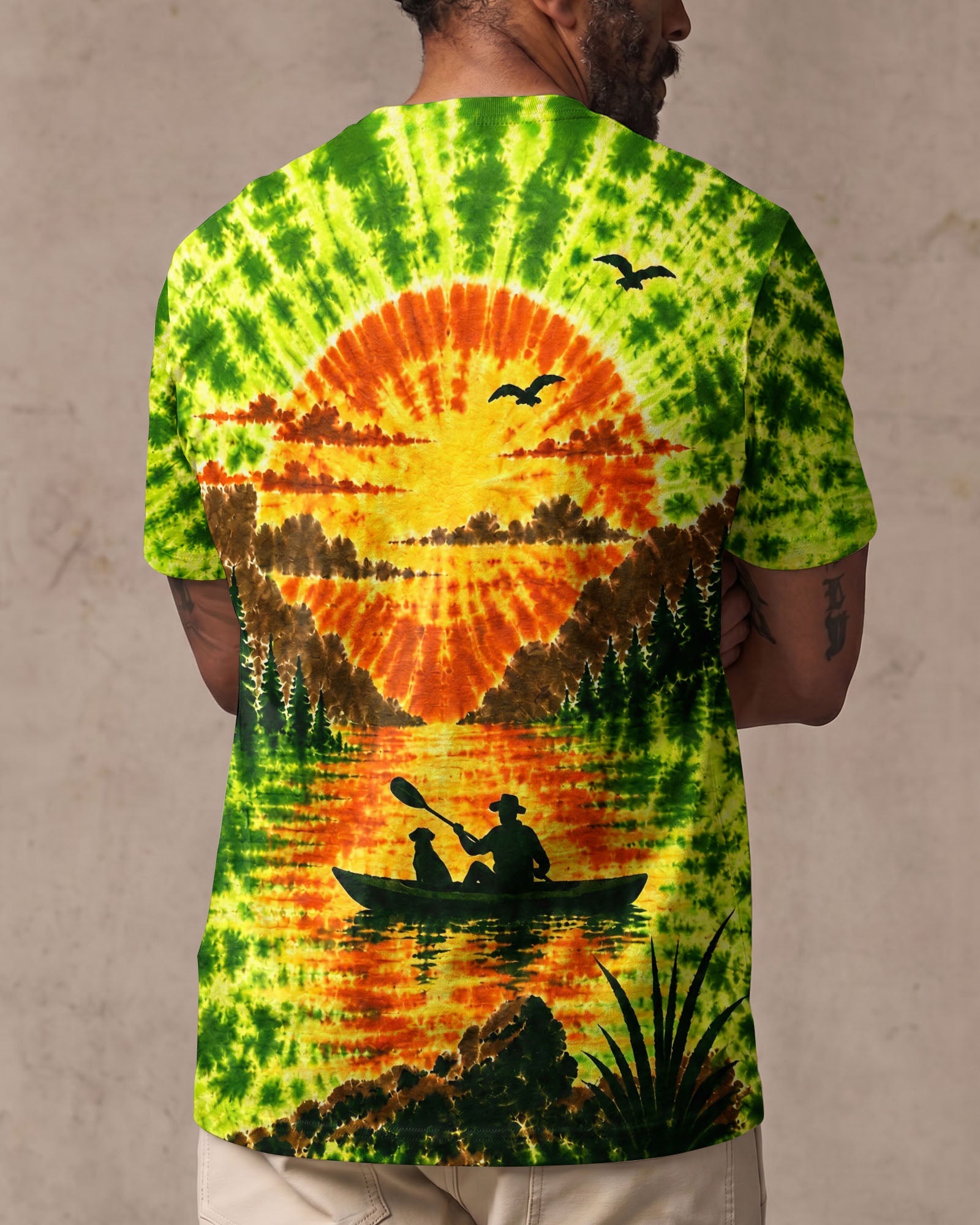 KAYAK MAN WITH DOG BURST ALL OVER PRINT - TLHG0207262