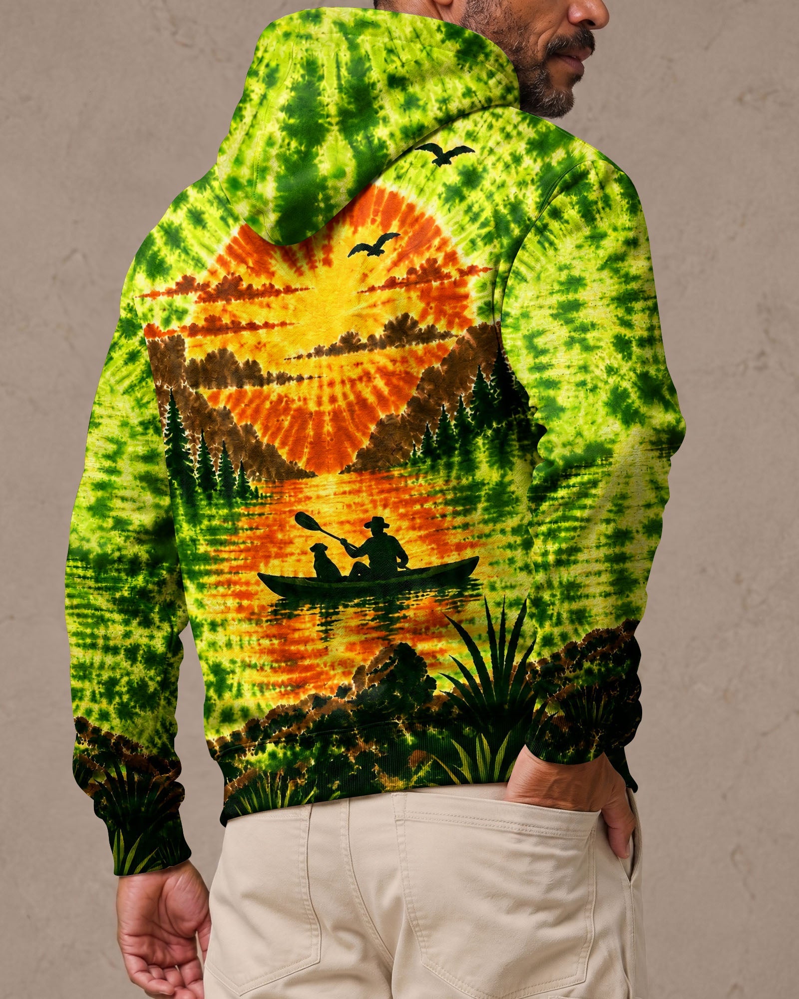 KAYAK MAN WITH DOG BURST ALL OVER PRINT - TLHG0207262