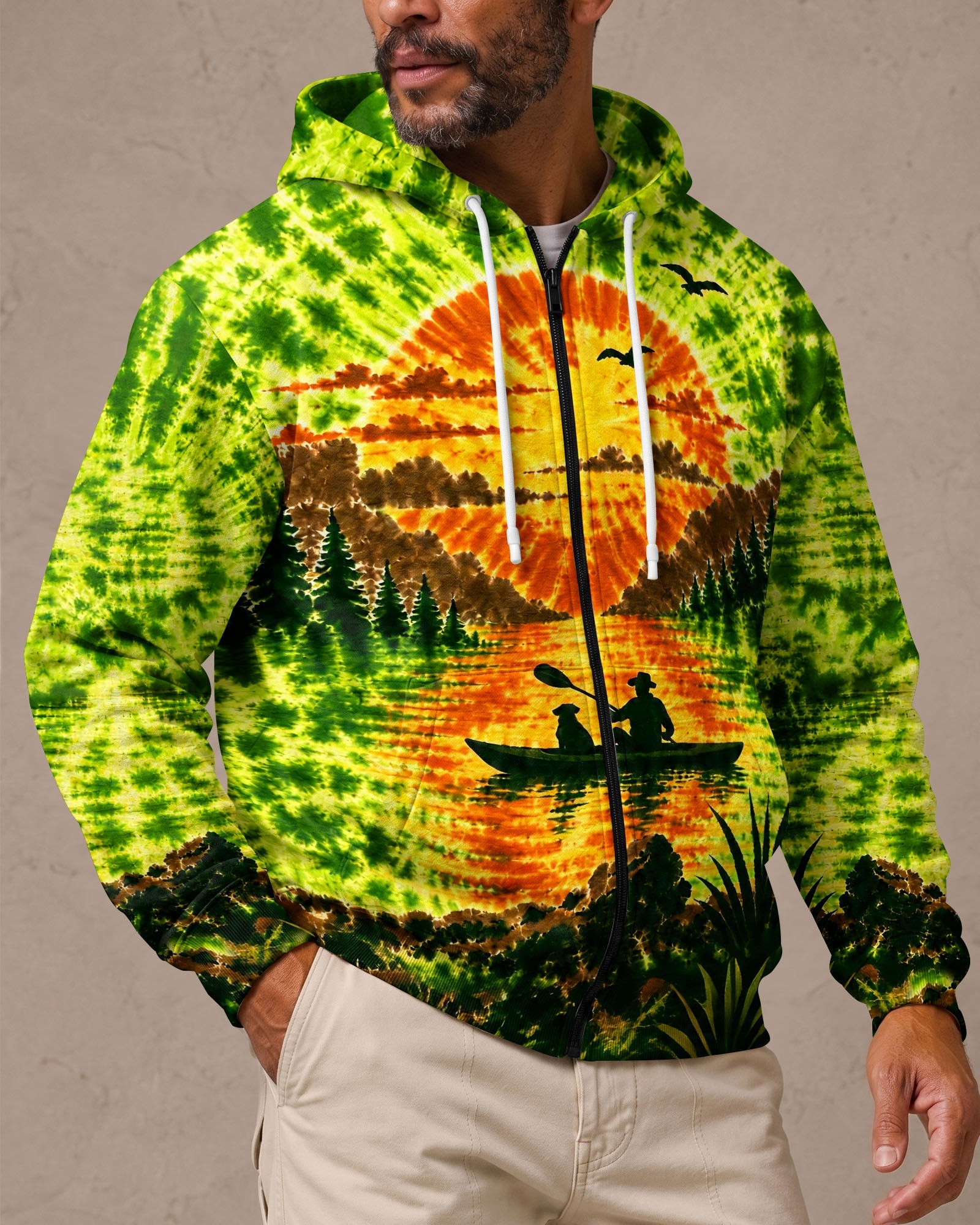 KAYAK MAN WITH DOG BURST ALL OVER PRINT - TLHG0207262