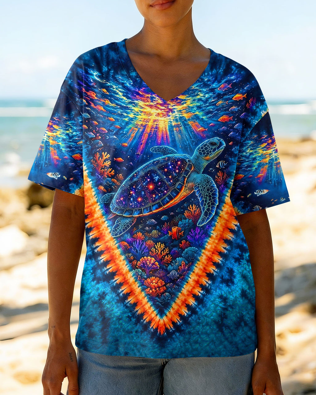 TURTLES UNDERSEA V PATTERN  ALL OVER PRINT - TLHG0306261