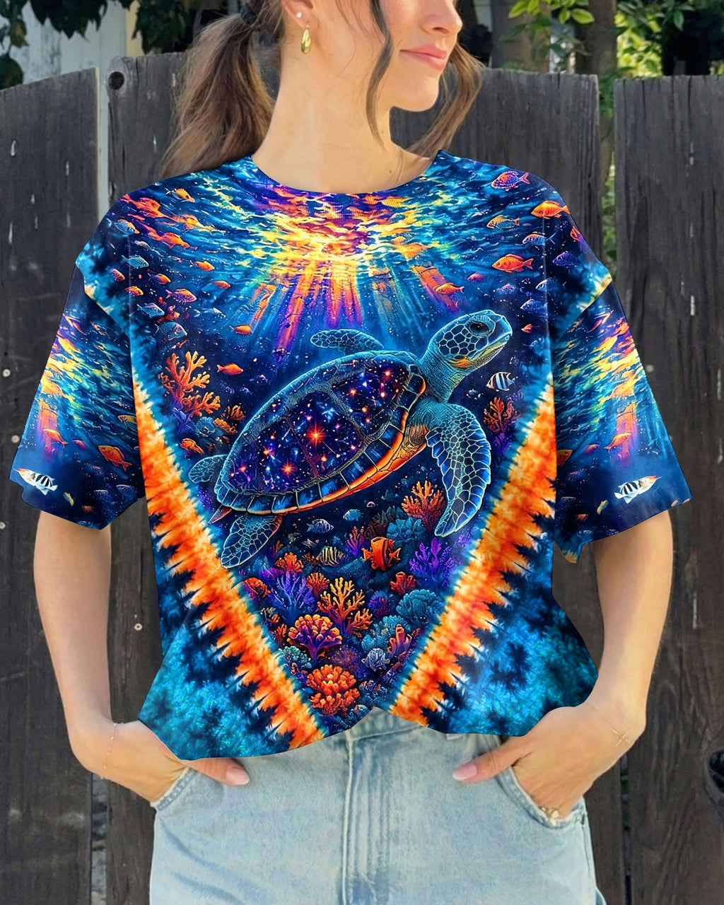 TURTLES UNDERSEA V PATTERN  ALL OVER PRINT - TLHG0306261